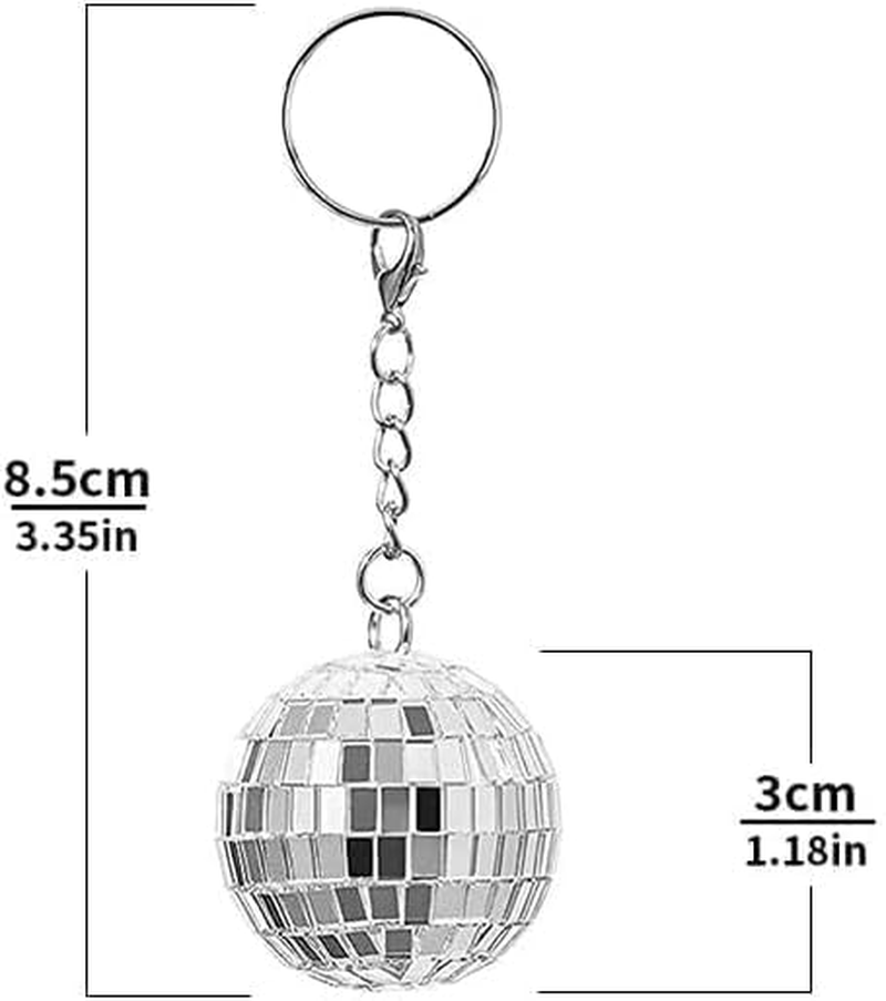 AGDGV 24 Pcs Mirror Disco Ball Keychains, Silver Disco Party Favors Keyrings for 70S 80S Theme, Halloween Christmas Birthday Decorations, Classroom Rewards, Mini Disco Ball Party Supplies image number 3