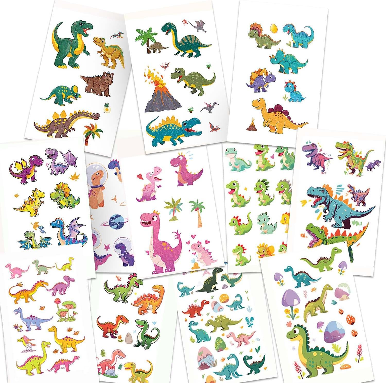 Palumma 12PCS Temporary Tattoo Stickers Set Fun Themed Body Art for Parties Costumes Creative Play Safe Waterproof Fake Tattoos for Dress up Decoration Butterfly(Dinosaur)