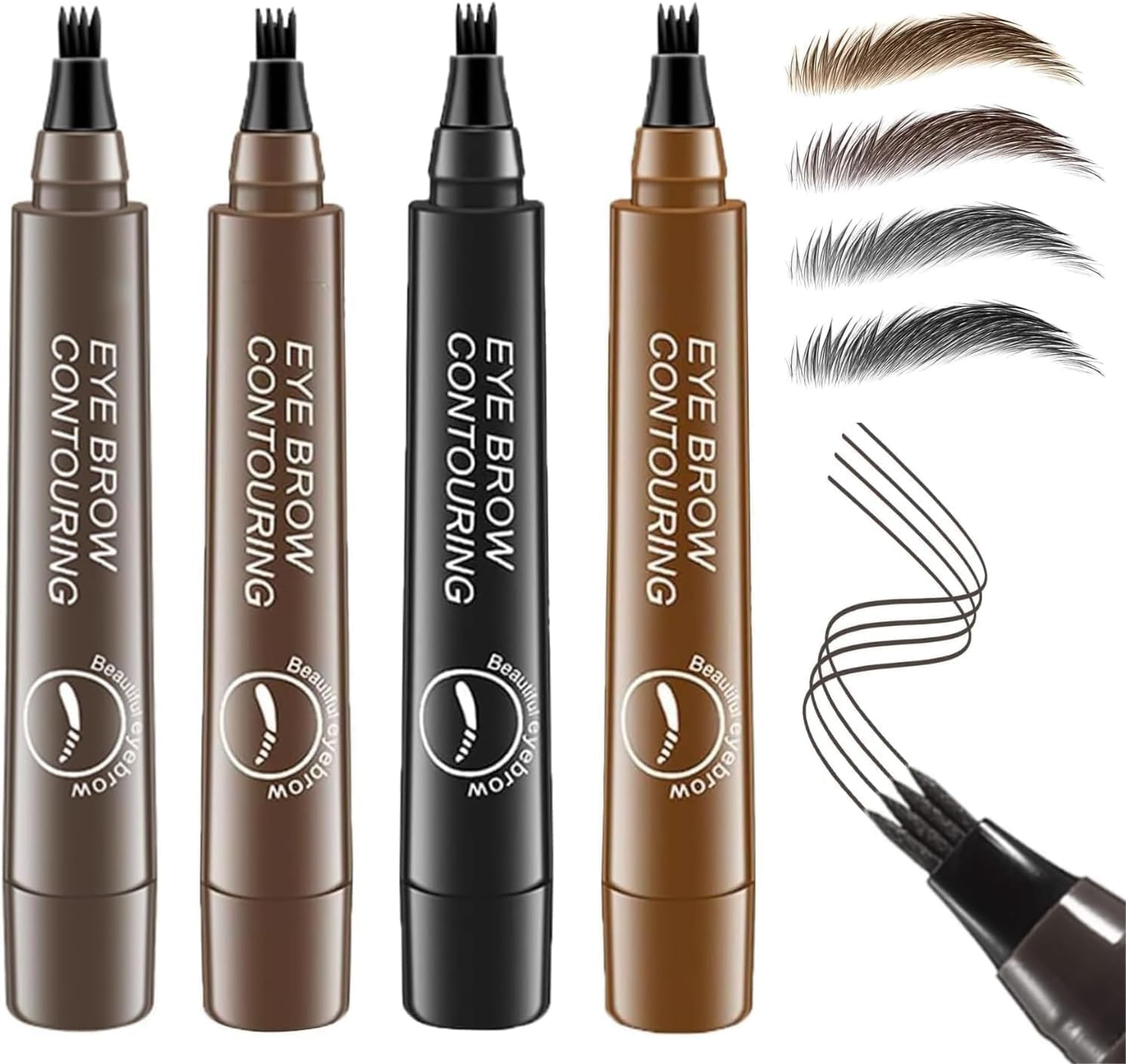 Microblading Eyebrow Pen, Long Lasting 4 Tip Eyebrow Pencil for Women Brow Shaping & Filling, Eyebrow Contouring Pencil Tattoo Pen, Microblading Eyebrow Pen 24H Smudge Proof,4 Pack image number 3