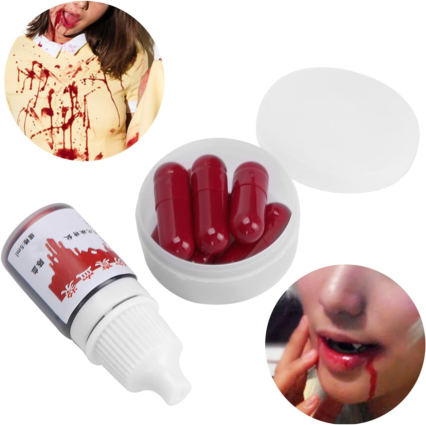Fake Blood Capsules, Practical Safe and Reliable Fake Blood Pill Convenient for Theater Film, Special Effects