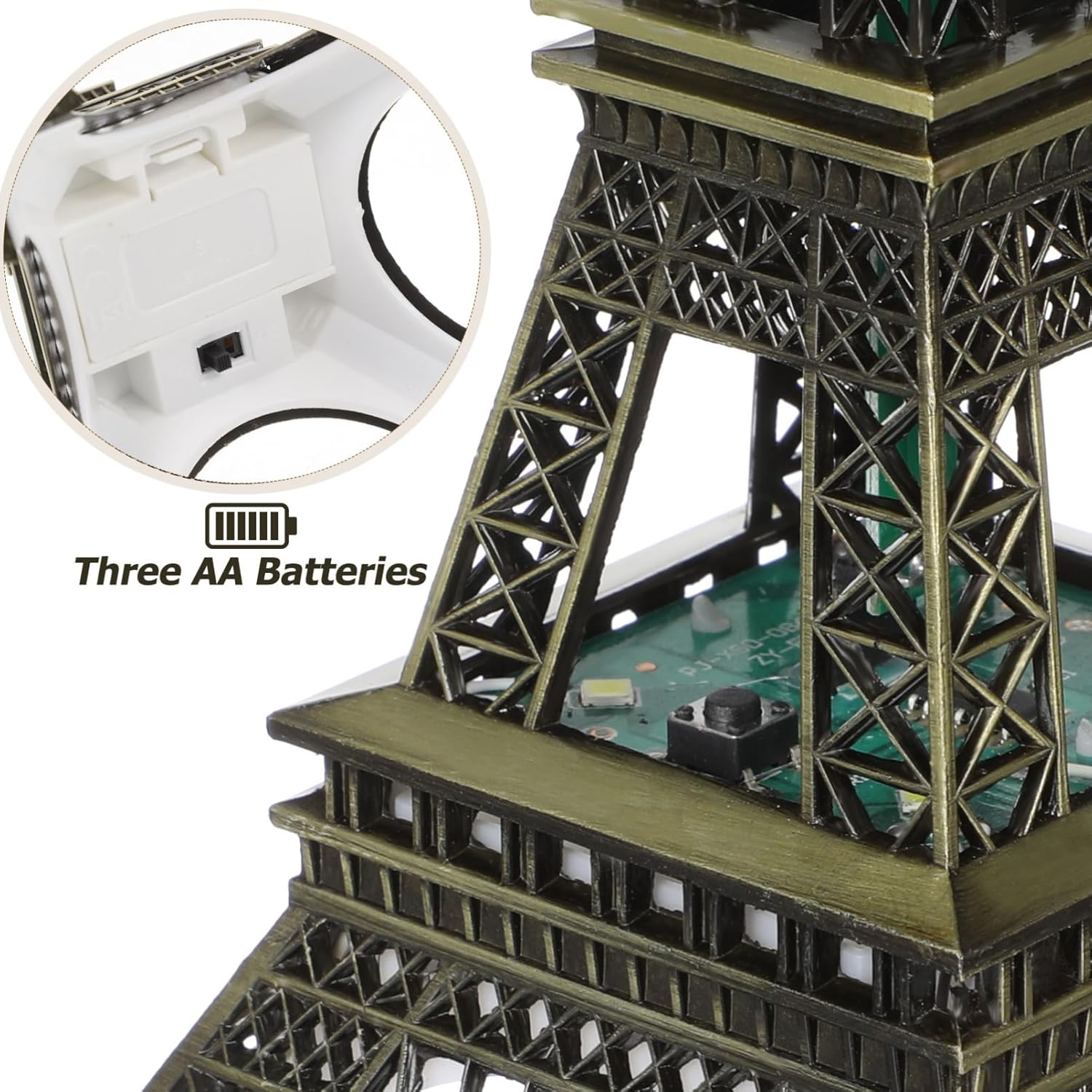 Gatuida LED Eiffel Tower Lamp, Light up Eiffel Tower Nightlight Zinc Alloy Model, 9.64 Inch, Wedding and Home Decoration image number 2