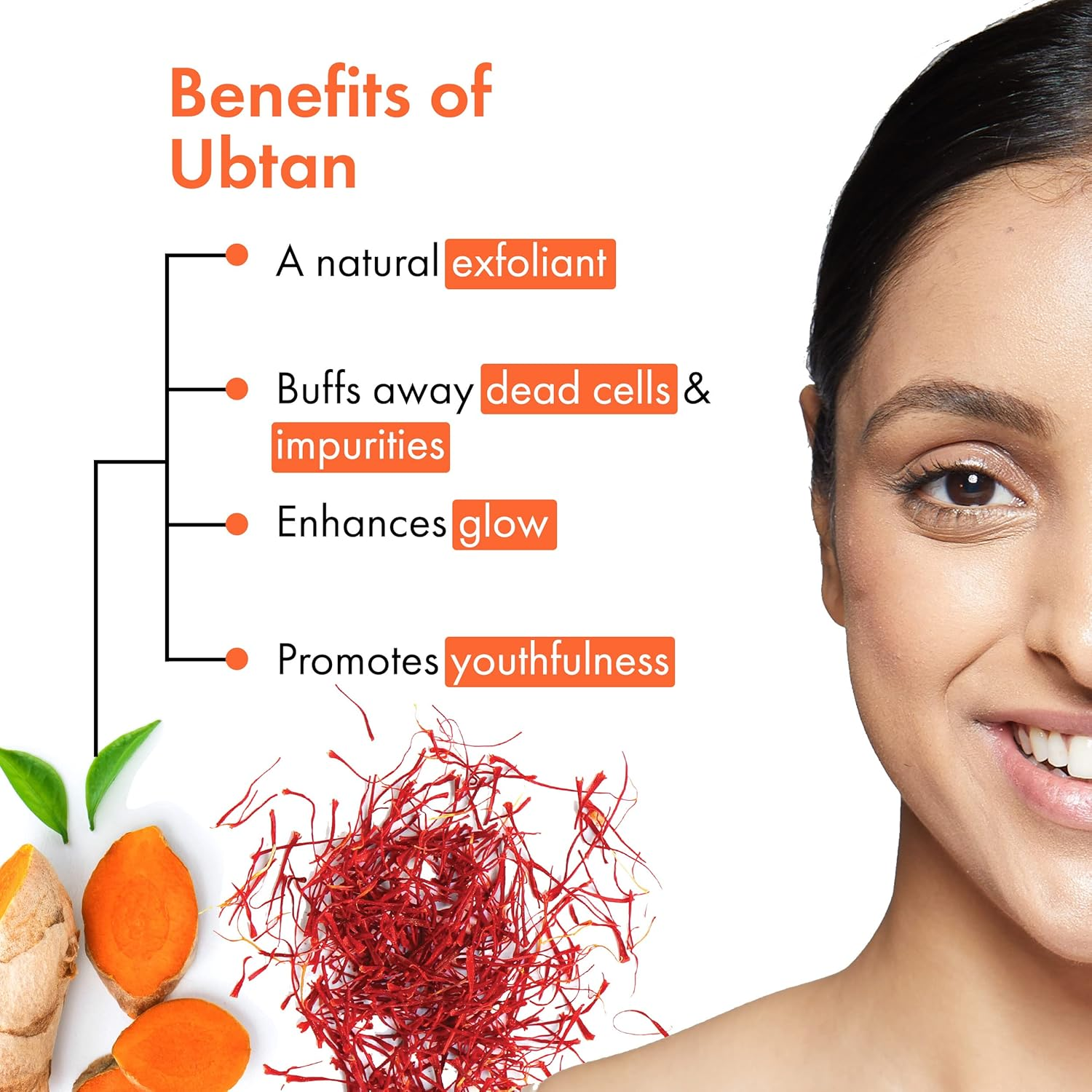 Good Vibes Ubtan Insta Glow Face Mask, 50 G | Brightening, Cleansing, Smoothening Face Pack for All Skin Types | with Turmeric, Saffron, Sunflower Seed Oil | No Parabens, Sulphates & Mineral Oil image number 4