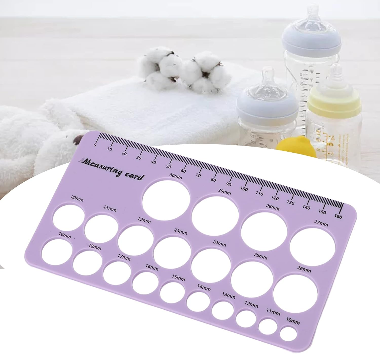 Pomya Flexible Silicone Linzel Ruler Comfortable Breast Flange Measuring Tool for New Mothers Skin-Friendly Soft Silicone Material (Purple) - Blue image number 2