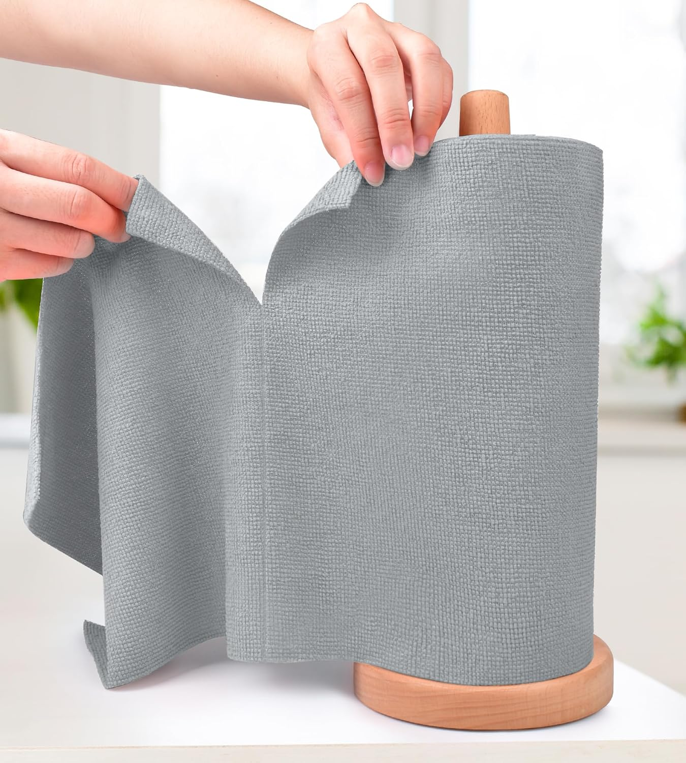 Kitchlife Microfiber Cleaning Cloth Roll - Tear-Away Reusable Microfiber Paper Towels, Lint-Free, Washable, 20 Sheets for Kitchen, Car, Dishes, and Sensitive Surfaces (Grey) - Black image number 4