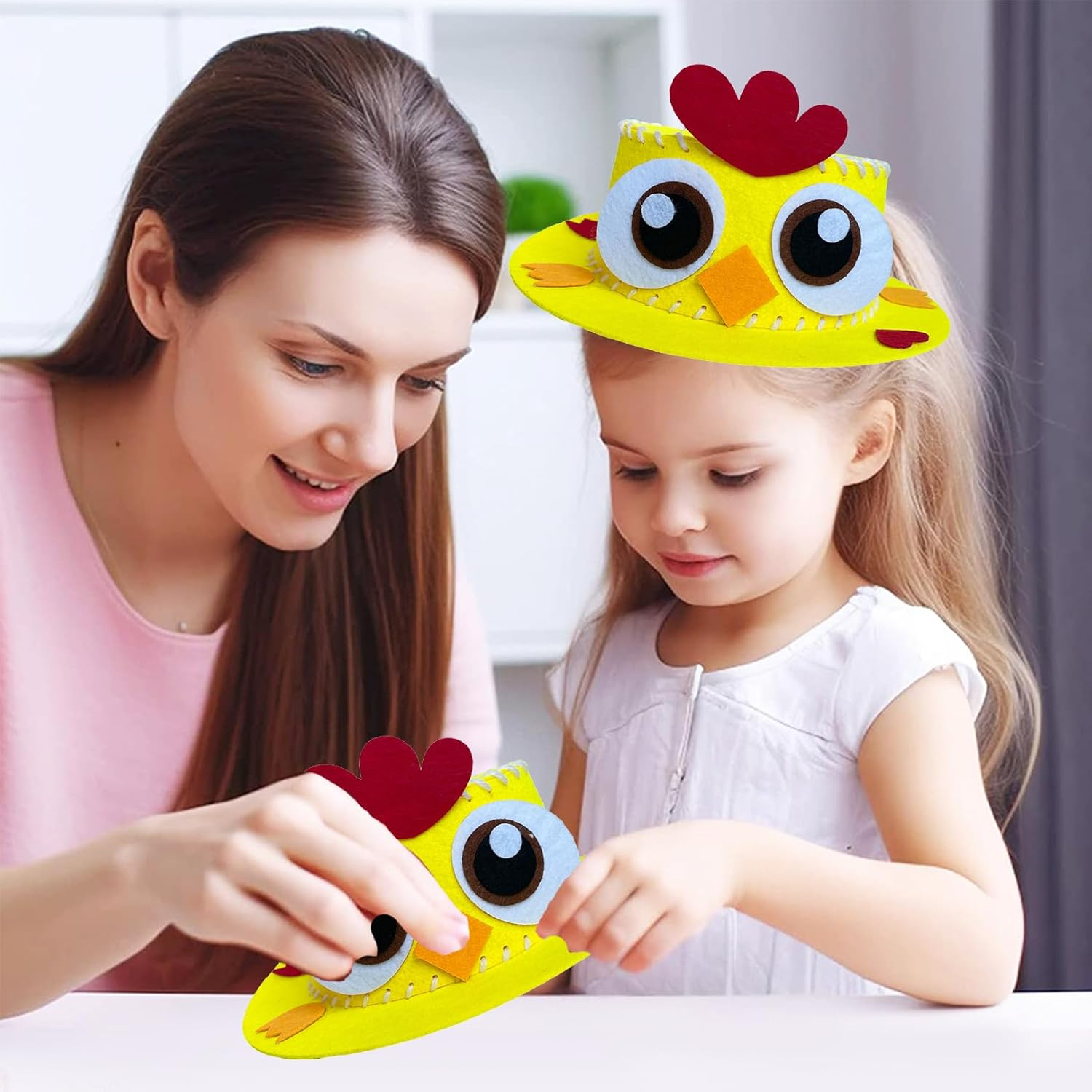 Easter Bonnet Decorations Kit,Yellow Chick Make Your Own Easter Bonnet for Boys & Girls,For Kid Party Activities Decorate,Diy Easter Hat Kit,Easter Party Favors,Easter Craft Supplies image number 6