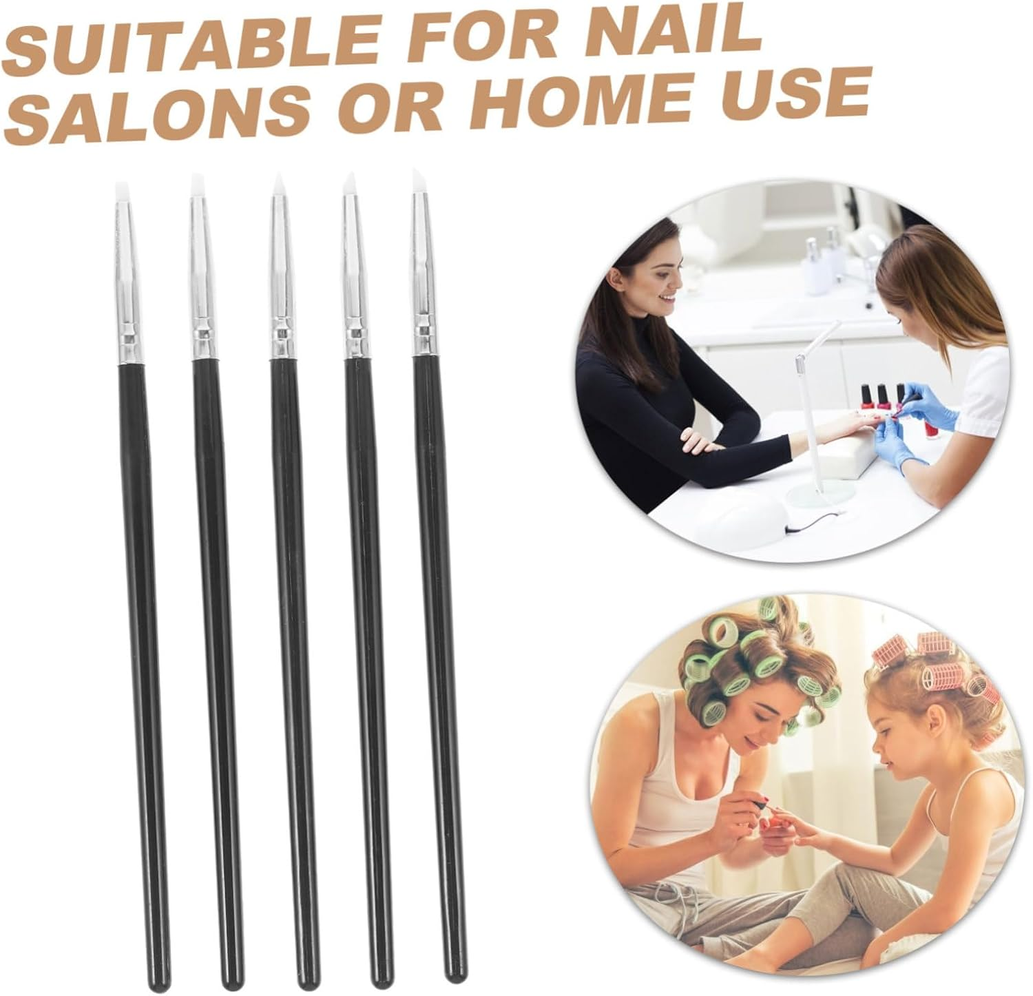 EXQUIMEUBLE 5Pcs Nail Art Carving Pen Black Silicone Head for Shaping Drawing Tools Professional Nail Art Accessories image number 4