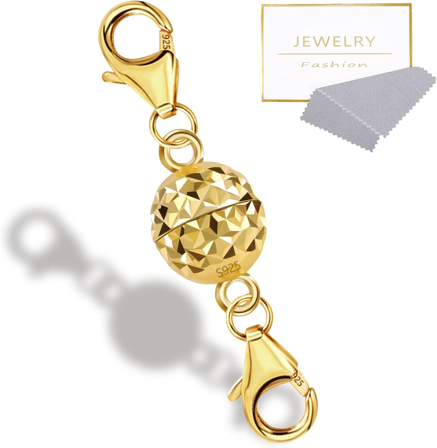 ALEXCRAFT 14K Gold Disco Ball Magnetic Necklace Clasps and Closures 925 Sterling Silver Double Lobster Clasp Magnetic Jewelry Clasps for Necklaces Bracelet image number 4