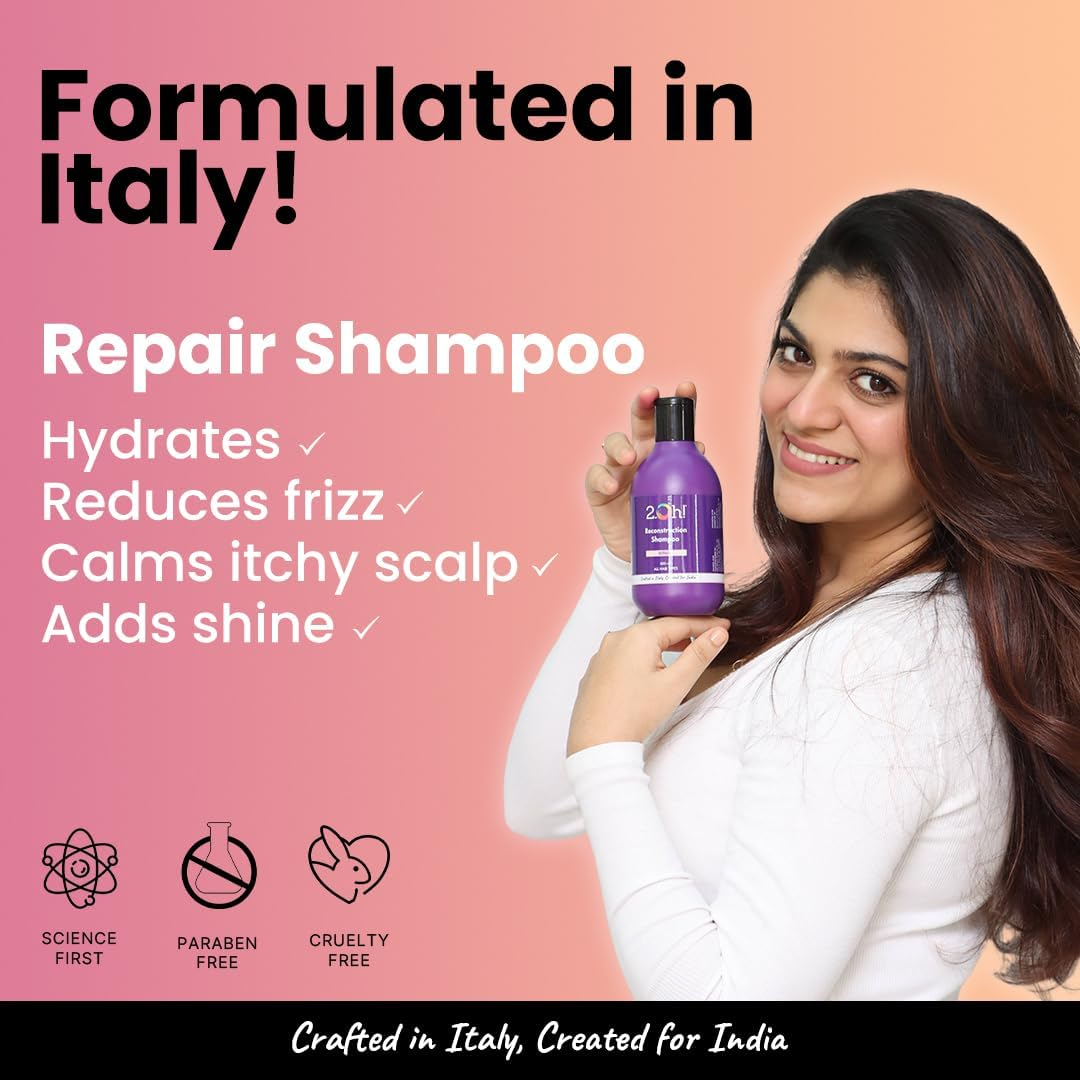 2.Oh! Italian Reconstruction Shampoo for Dry Hair | Tri-Surfactant Repair Shampoo for Frizzy Hair | Dry Hair Shampoo for Women | Daily Use Shampoo for Men | Shampoo for Oily Scalp | Argan Oil Glycerin image number 4