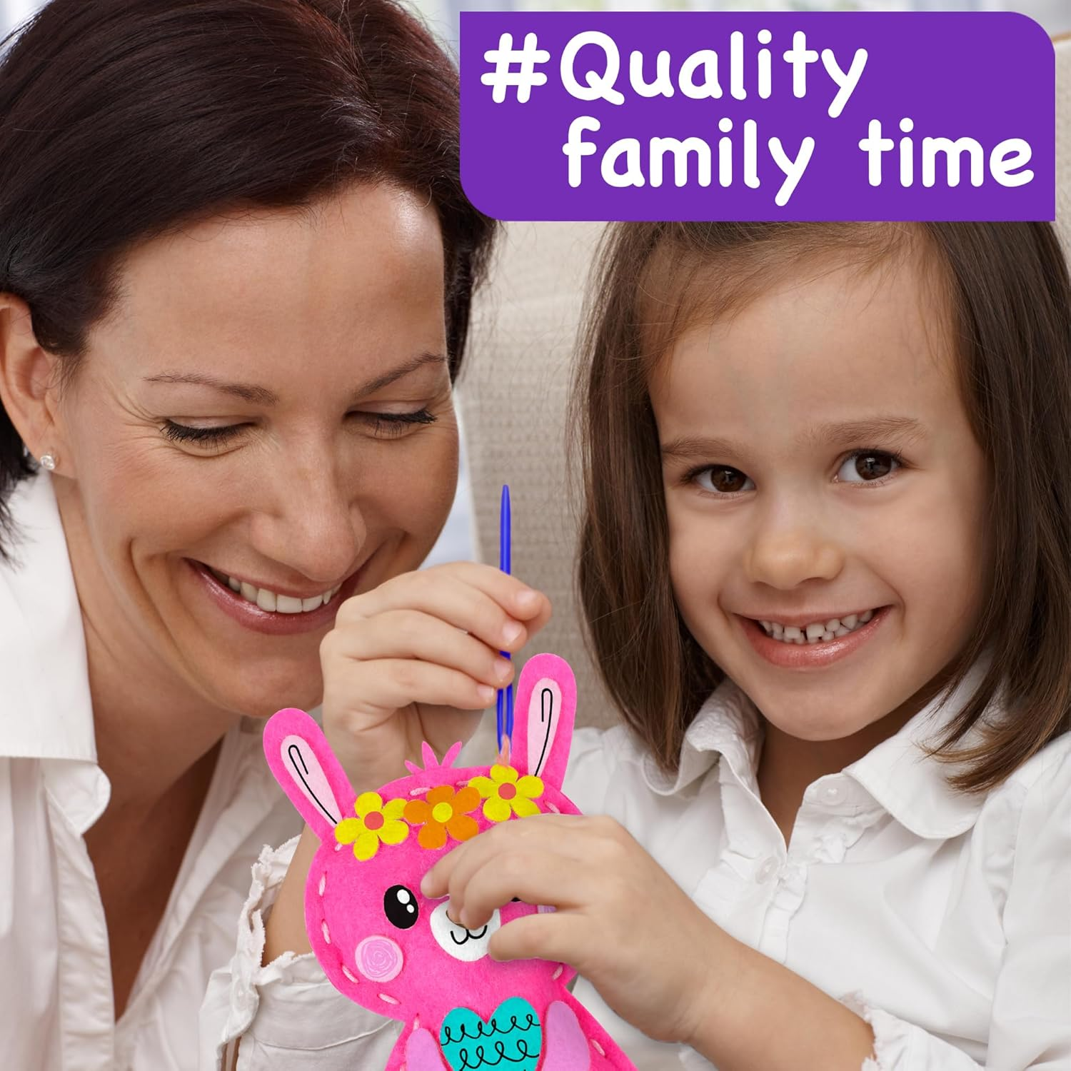 EZCRA Easy Arts and Crafts for Kids - No Mess Sewing Kit for Kids - 8 Easy to Do Animal Sewing Projects - Fun Fabric Stickers - Tools with Instruction - Gifts for Boys and Girls Age 4,5,6,7,8 image number 6