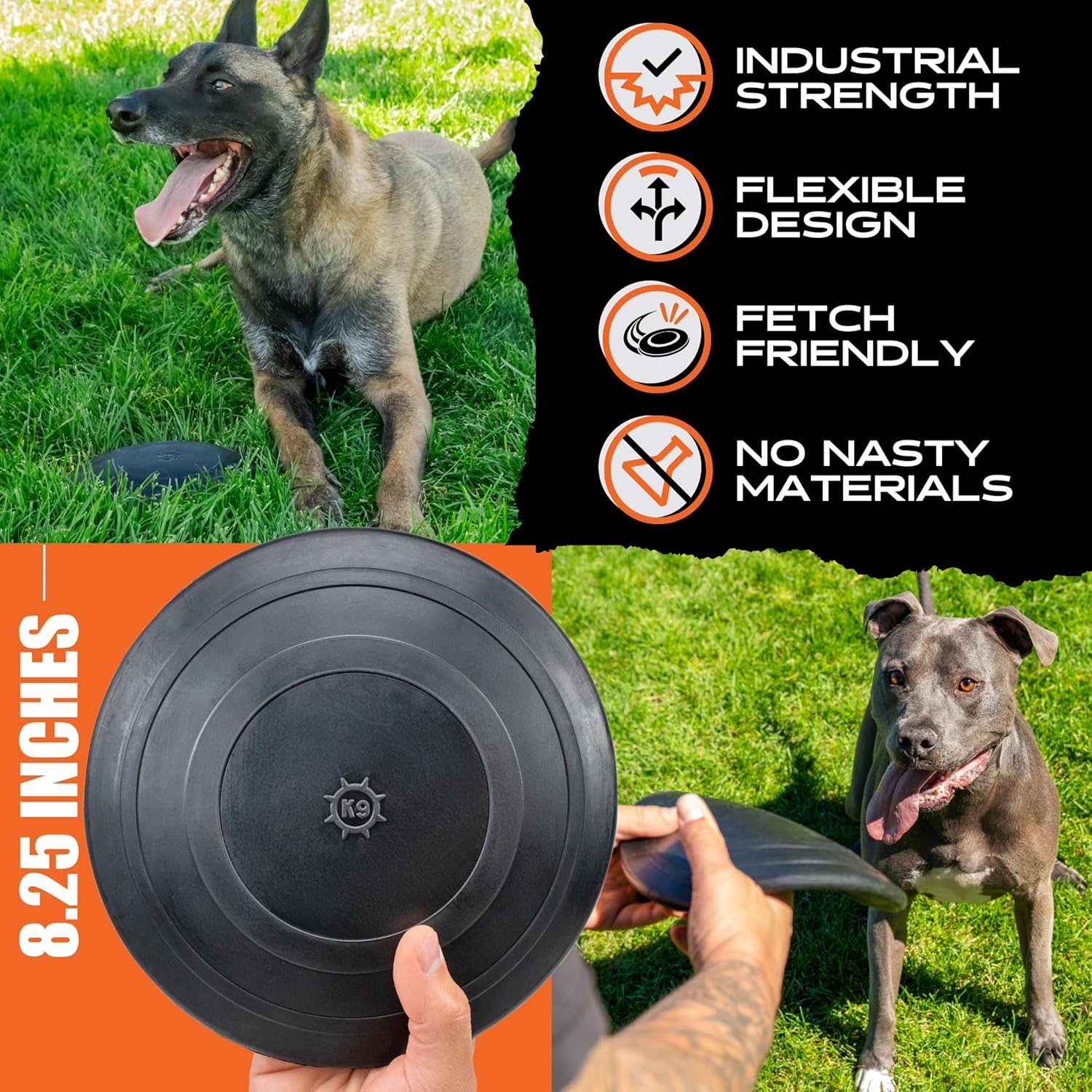 Indestructible Dog Frisbee - Lifetime Guarantee - Tested by Pitbulls, German Shepherds, Other Aggressive Chewers & Large Dogs - Tough Strong Durable Natural Rubber - Safe & Non-Toxic image number 4