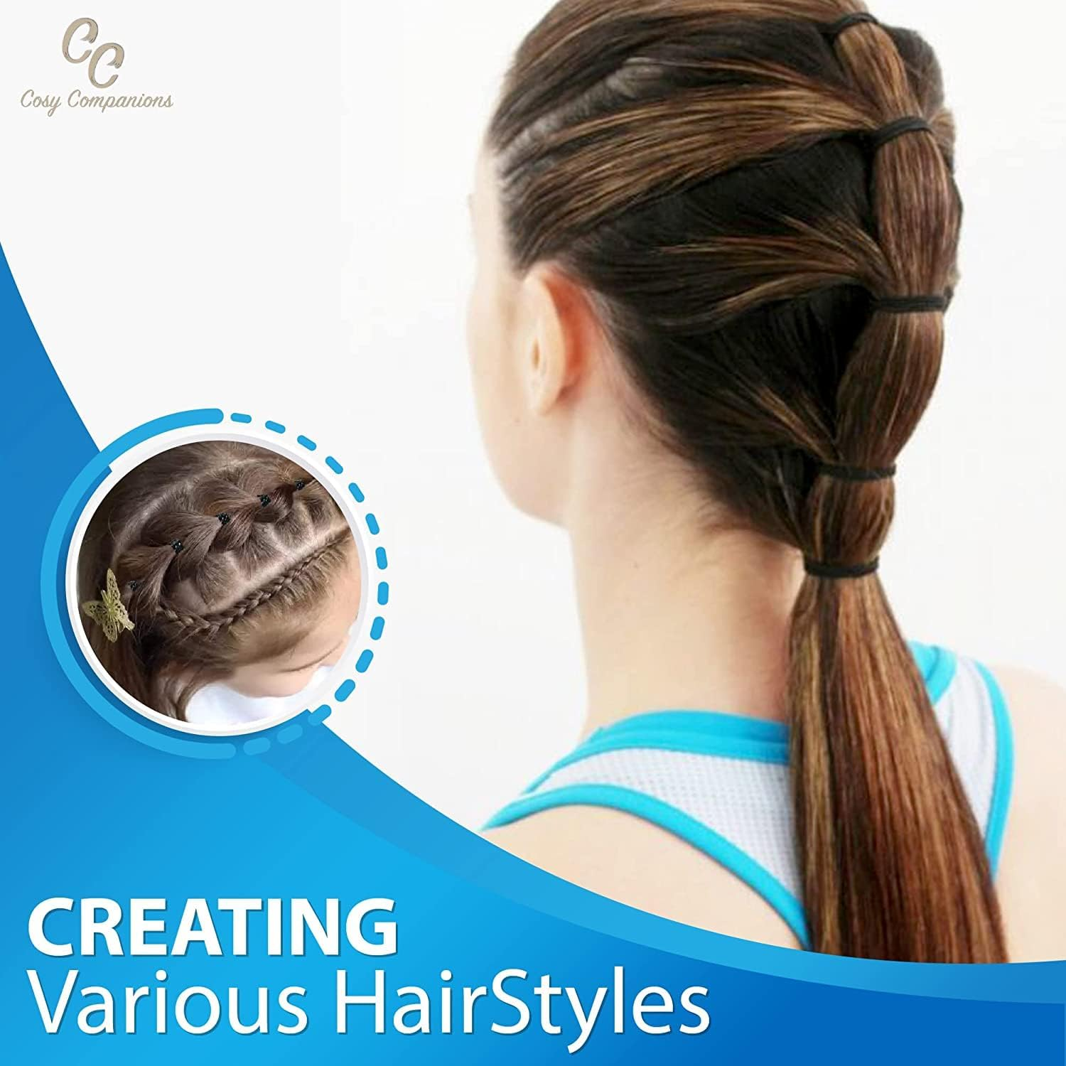 Cosy Companions&trade; 250X Black Small Hair Bands, Non-Slip Elastic Bands for Hair - Black image number 6