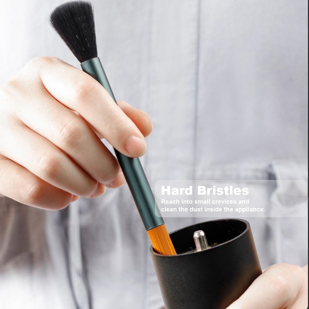 Dual Head Coffee Grinder Brush - Espresso Machine and Bar Cleaning Tool - Professional Barista Brush for Coffee Machine Maintenance image number 5