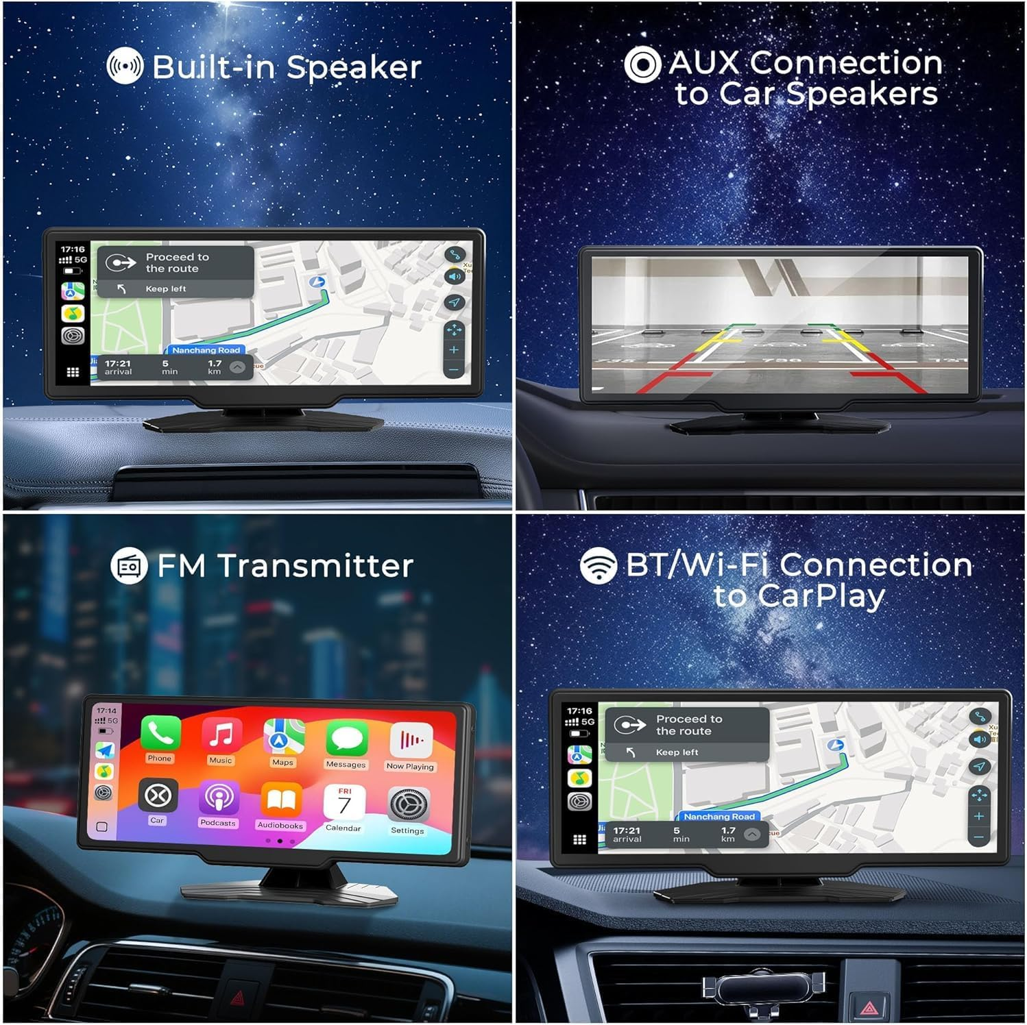 9.3" Portable Carplay Screen for Car, Wireless Carplay & Android Auto Touchscreen, with AHD Backup Camera, GPS Navigation, Voice Assistant, Bluetooth, Mirror Link image number 1