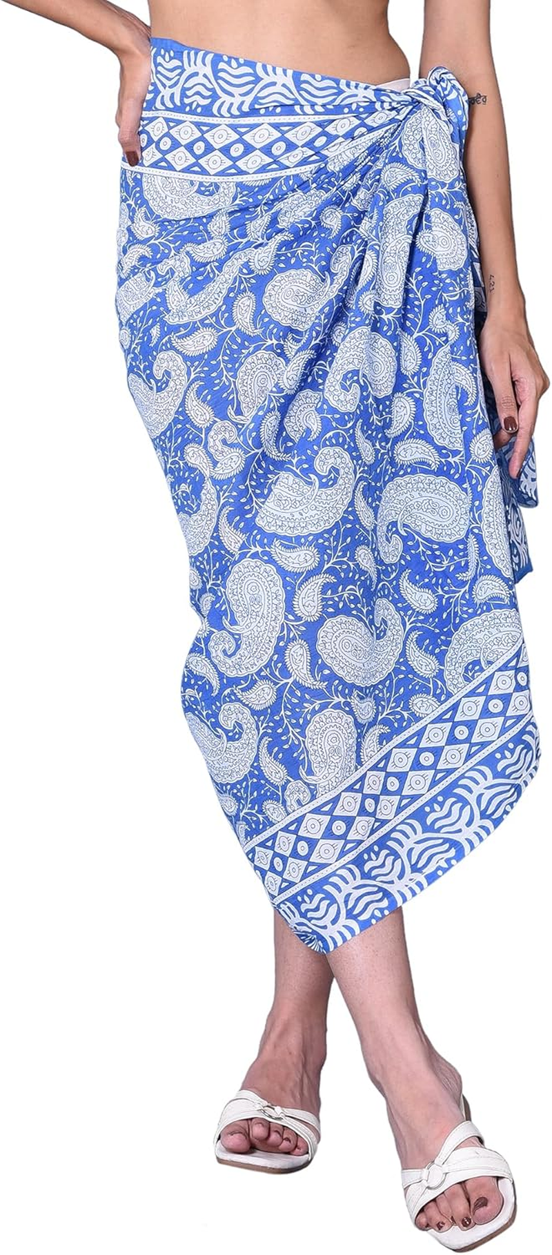 Rastogi Handicrafts 100% Cotton Block Print Sarong Swimsuit Wrap Cover up Long Women&rsquo;S Apparel Fabric (73" X 44")