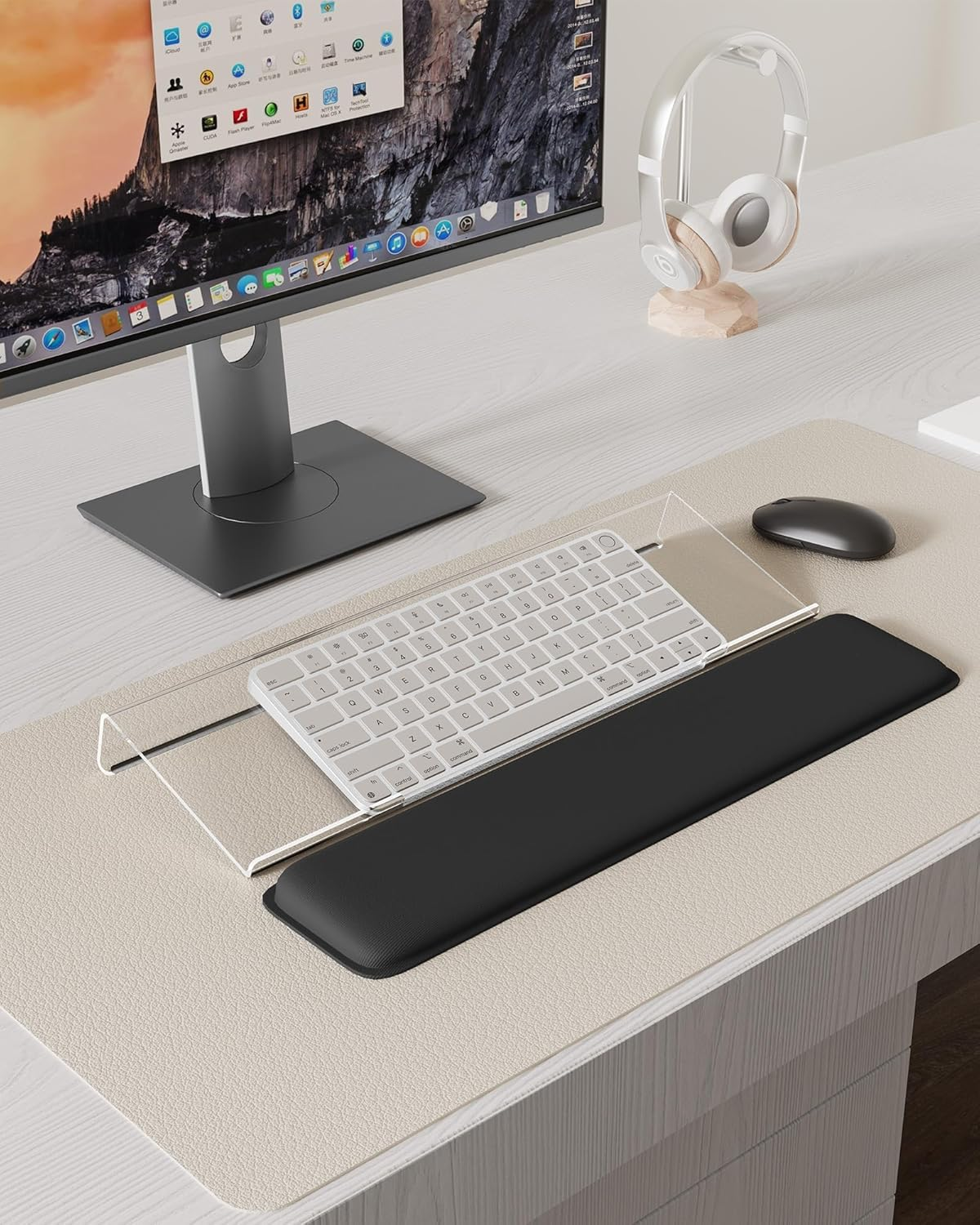 Computer Keyboard Stand & Wrist Rest Acrylic Tilted Keyboard Holder, Ergonomic Keyboard Wrist Rest with Anti-Slip Base for Office Desk, Home, School (Clear) image number 3