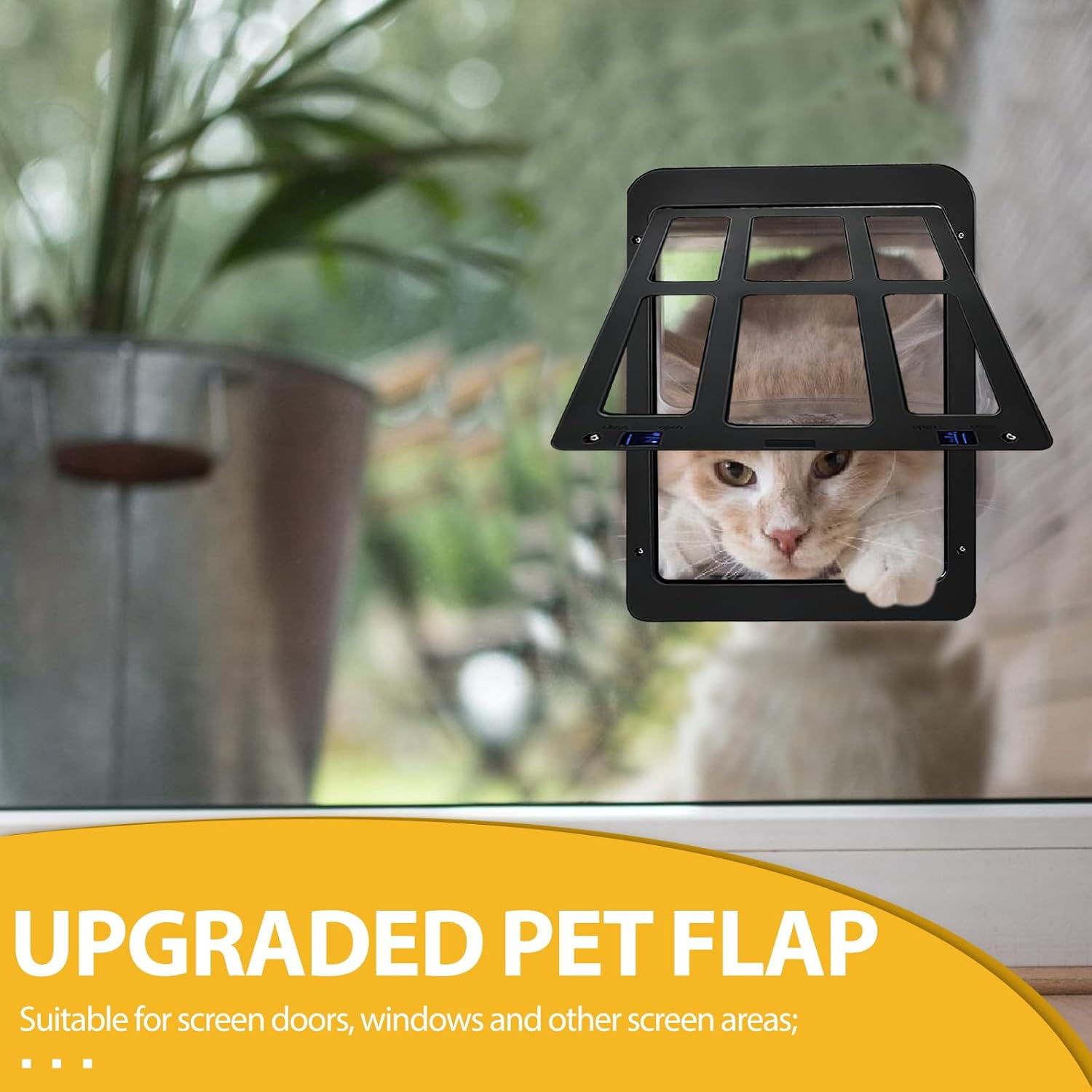 Cat Flap, Fly Screen, 31.5 Cm X 25 Cm, Pet Flap, Fly Screen with Magnet, Lockable, Dog Flap, Cat Door, Pet Door for Cats and Small Dogs (Black) image number 4