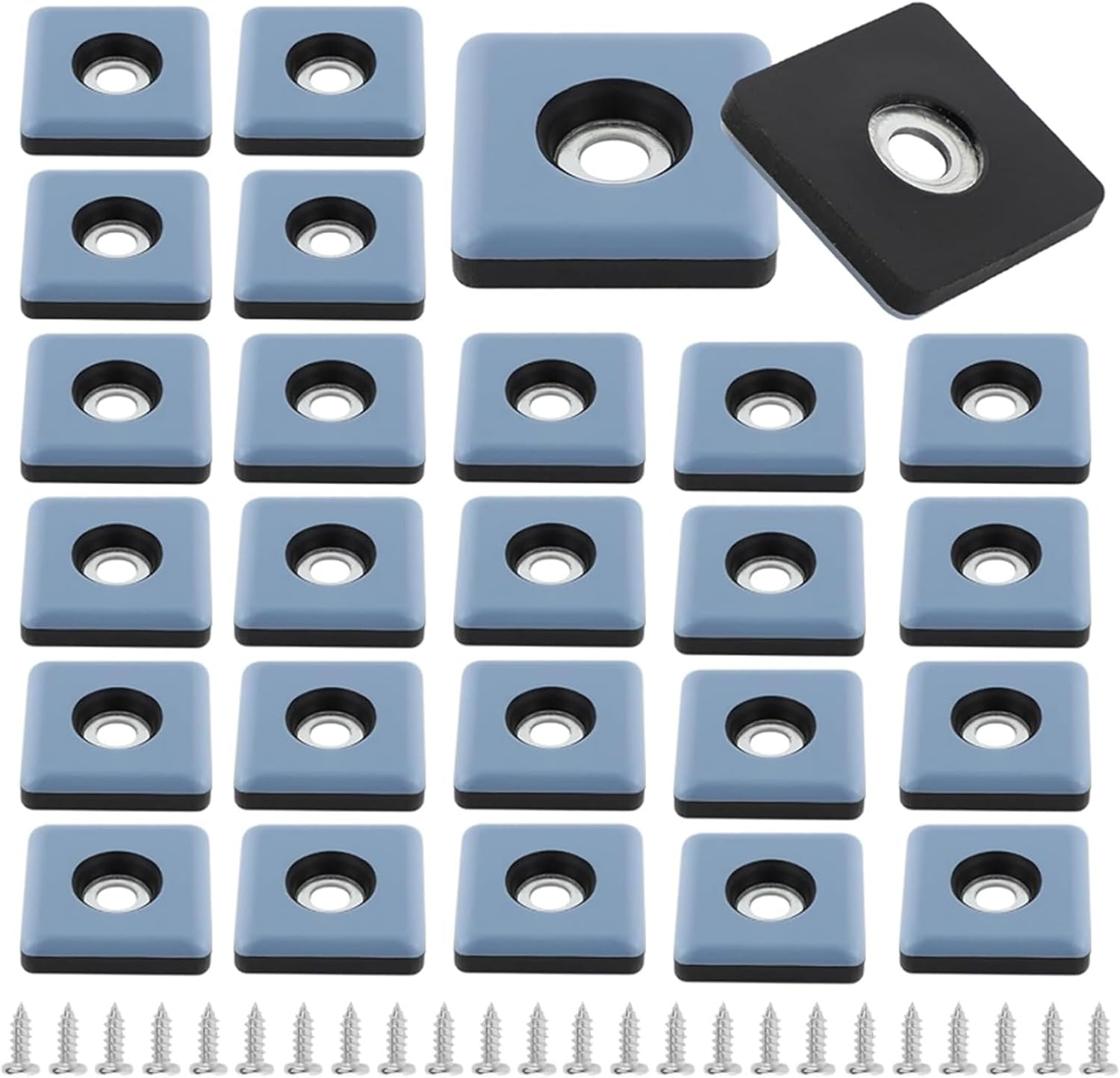 Pack of 24 Teflon Glides, for Screwing 25 X 25 Mm, Teflon Furniture Gliders, for Heavy Furniture, Square Furniture Sliders with Stainless Steel Screws for Furniture Armchair Legs image number 5