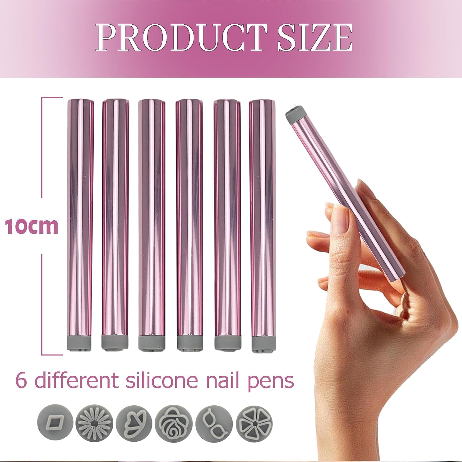 TELAIN DIY Nail Art Stamper Kit for Precise Designs, Includes 6 Nail Pens with Flowers and Butterfly Motifs, Compact and Portable for All Occasions image number 3