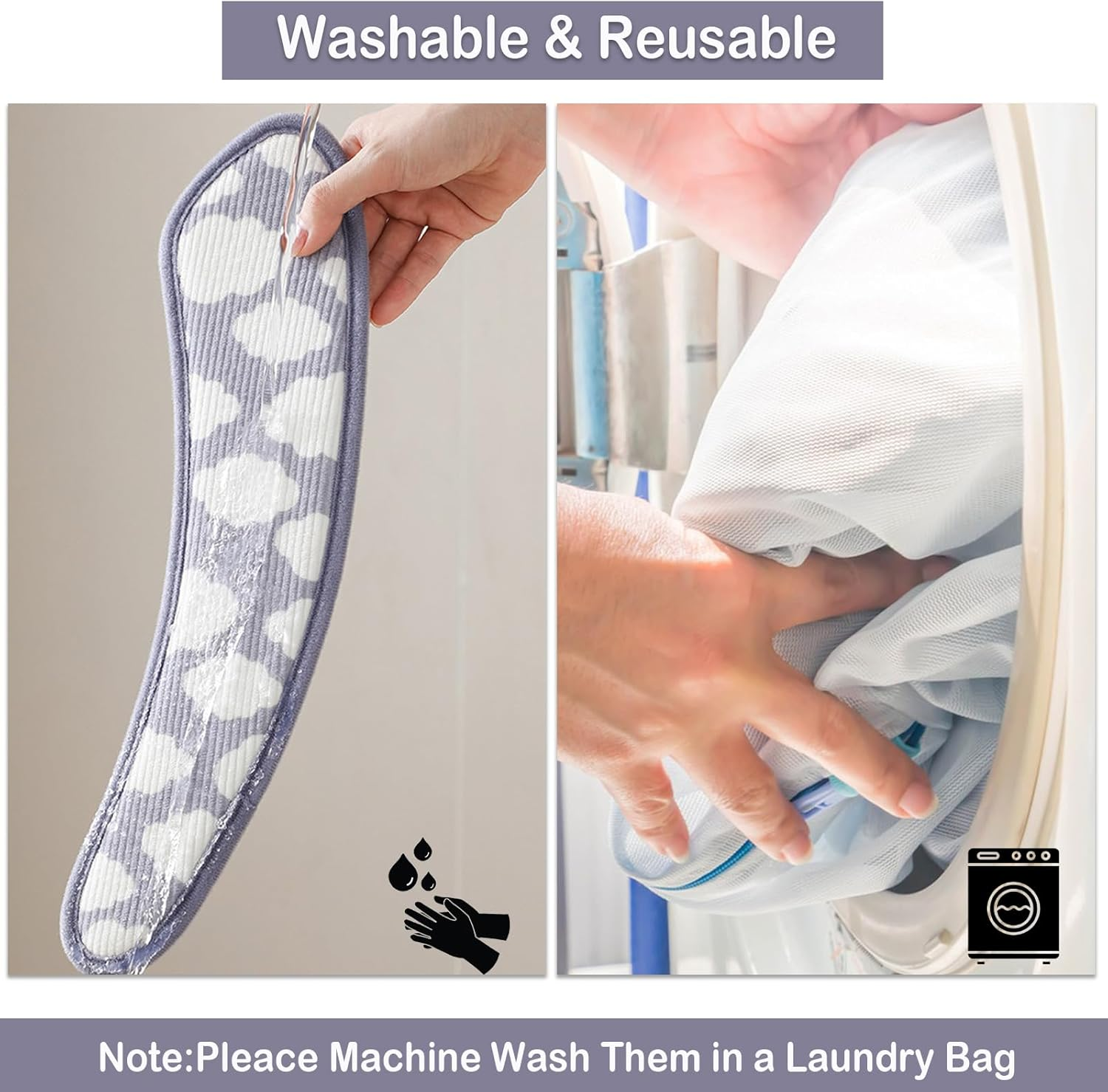 Thick and Warm Toilet Seat Cover &ndash; Washable, Reusable Cushion with TPR Adhesive & Cloud Pattern for Extra Comfort & Insulation (Blue) image number 2