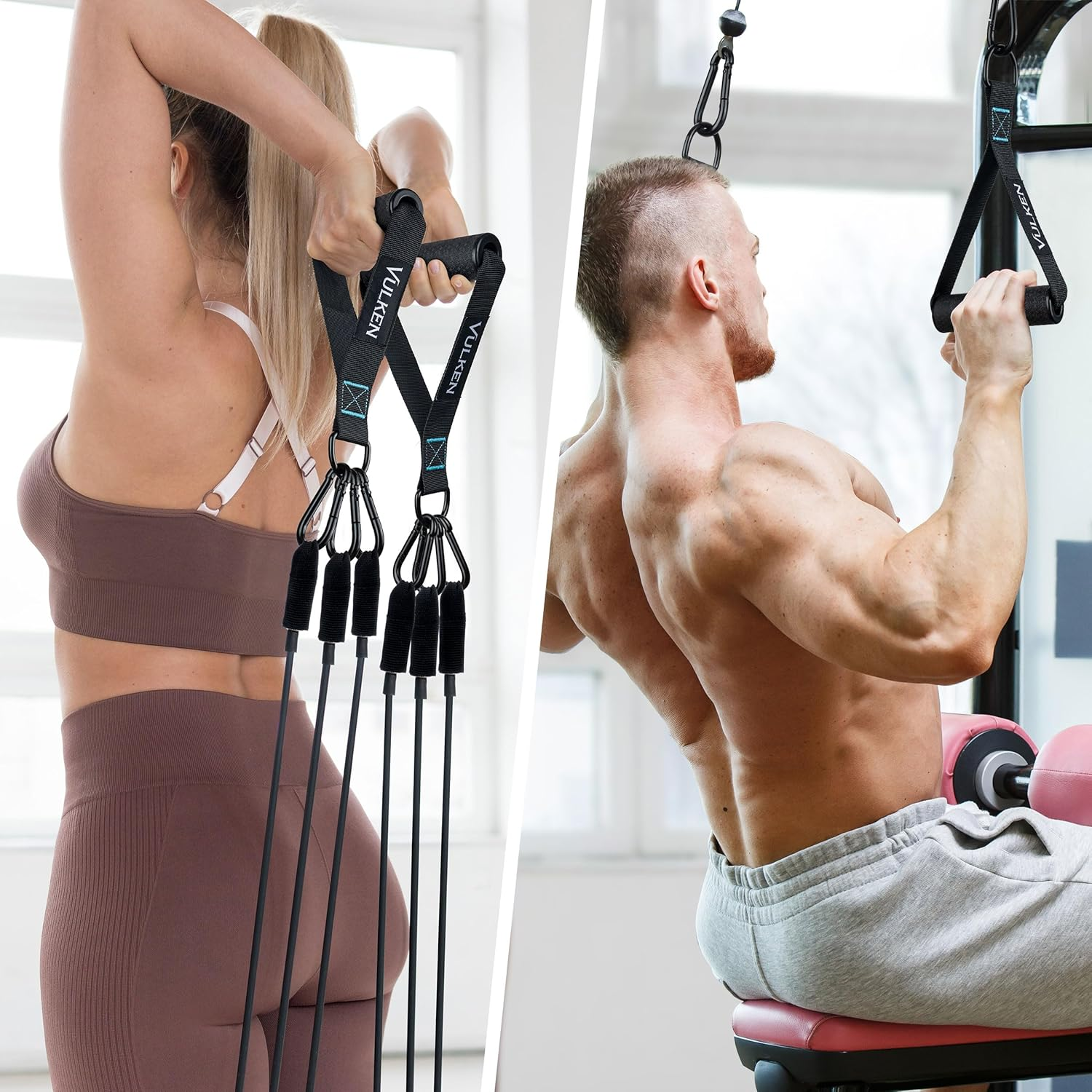 Vulken Exercise Handles Cable Attachments for Gym, Replacement Workout Handle for Resistance Band and Cable Machine Pulleys, Heavy Duty Fat Grip LAT Pulldown Attachments for Home Workout image number 5