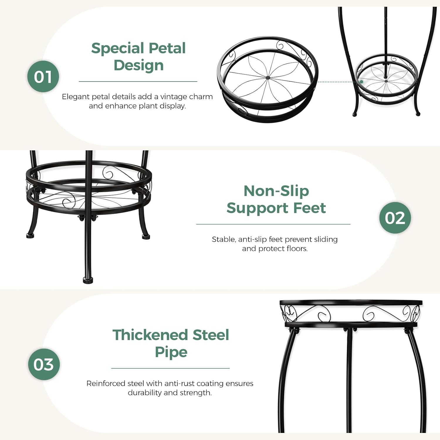 Bamworld 2 Tier Metal Plant Stand Indoor Outdoor, 27 Inch Tall Flower Pot Stands for Multiple Plants, Corner Heavy Duty Plant Shelf for Patio Garden Balcony Living Room Bedroom image number 3