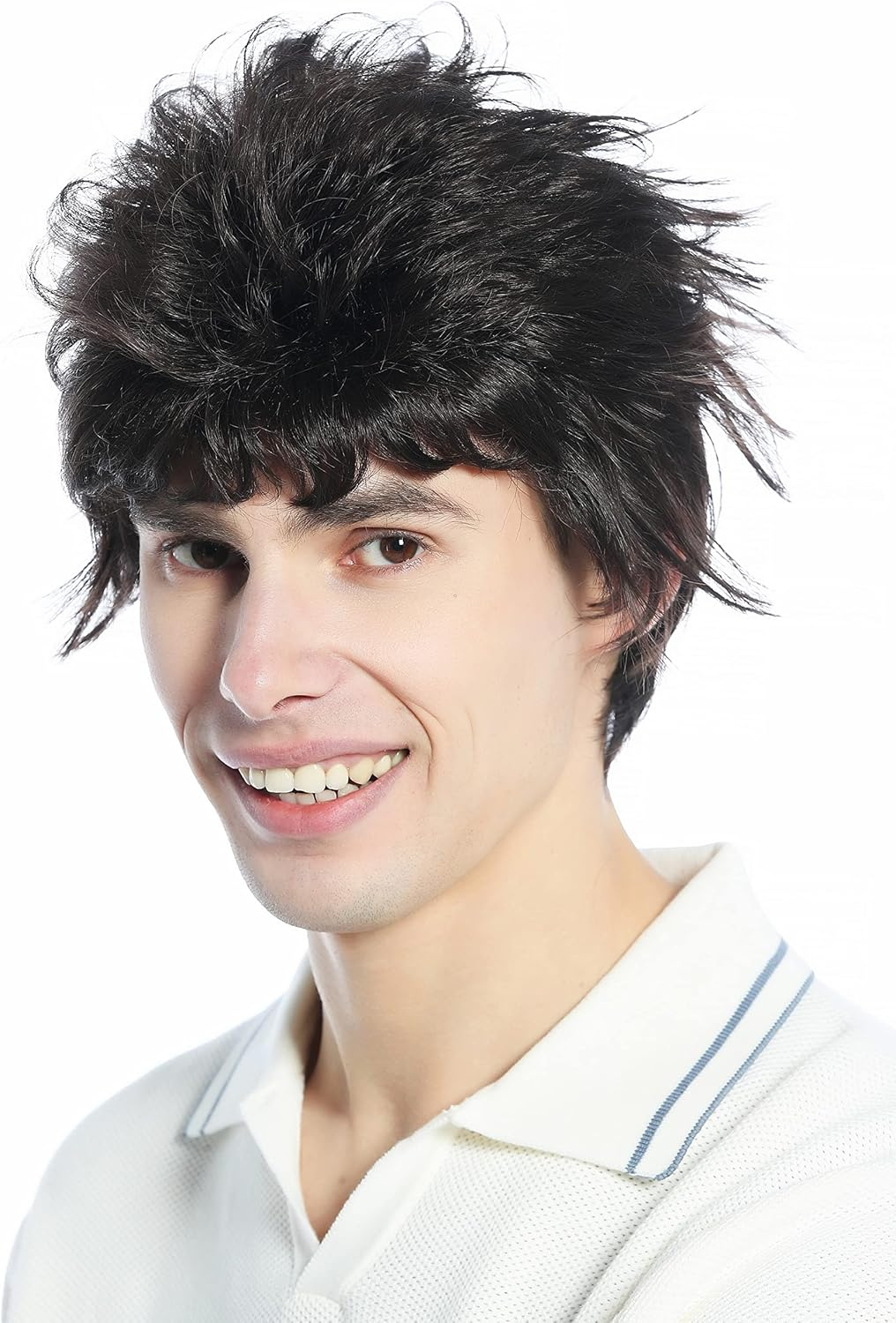 WIG ME up - M-252A-6 Wig Men Women Short Retro 80S Toupeed Wild as Uncombed Brown