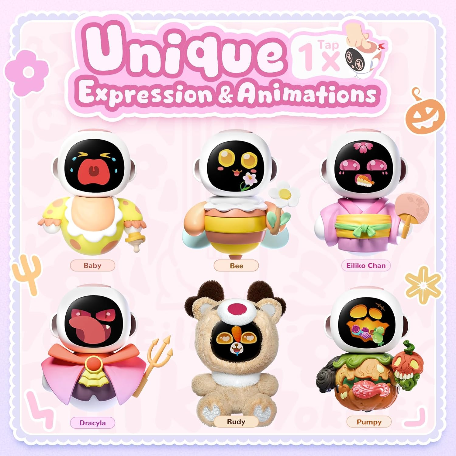 ENERGIZE LAB Eiliko Pink - Portable Eilik Robot with AI, Fun Electronic Pendant Toys, Gifts for Couples and Best Friends.