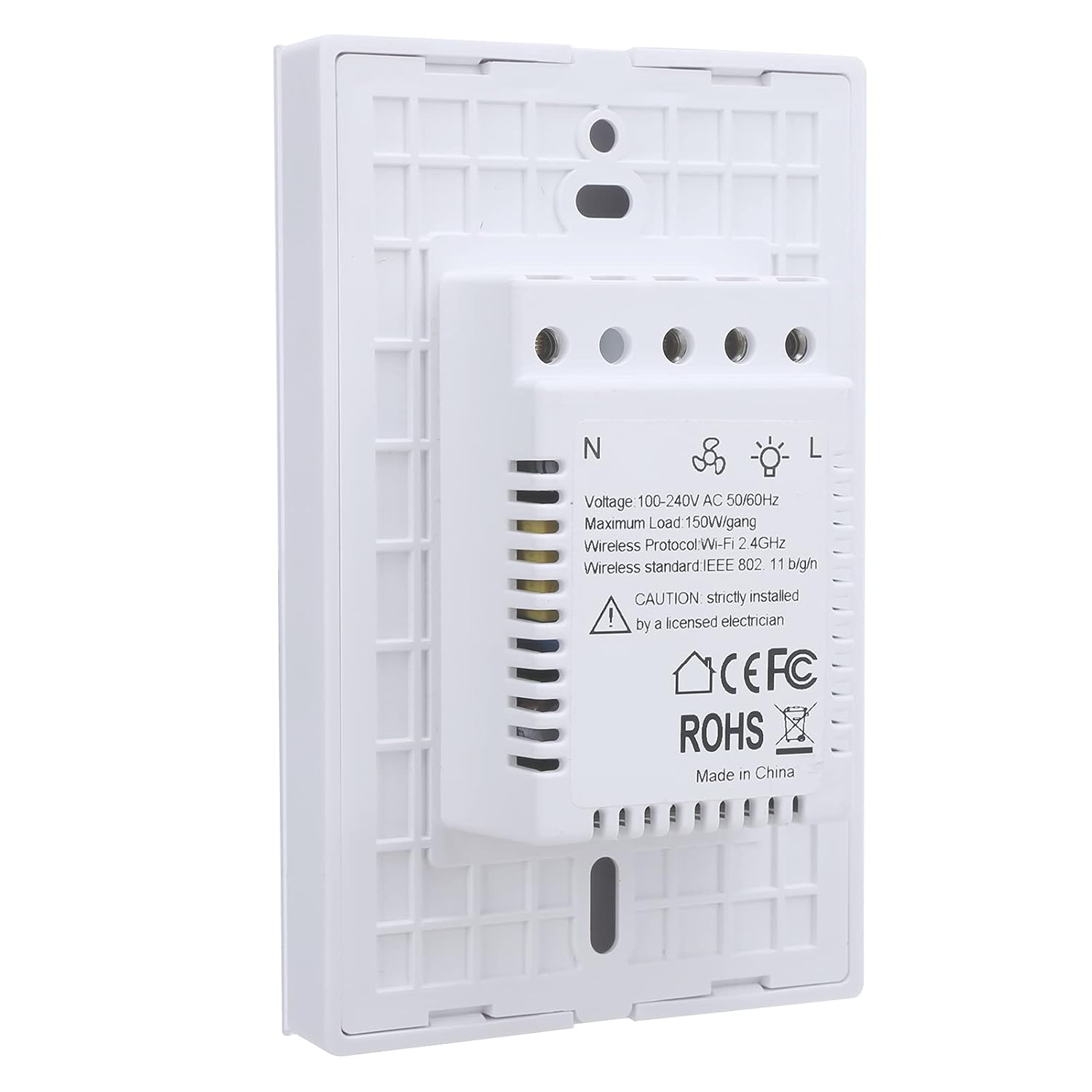 Touch Fan Switch, Smart Wifi Air Fan Lamp Touch Switch, Tempered Glass Panel Wall Touch Switch Voice Control Compatible for Google Home (White) image number 4