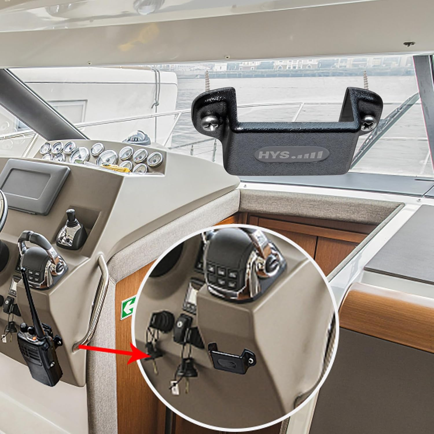 HYS Walkie Talkie Single Side Car Mount Kit with Screws for Handheld CB & VHF UHF Two-Way Radio with Belt Clip (Pack of 4) image number 4