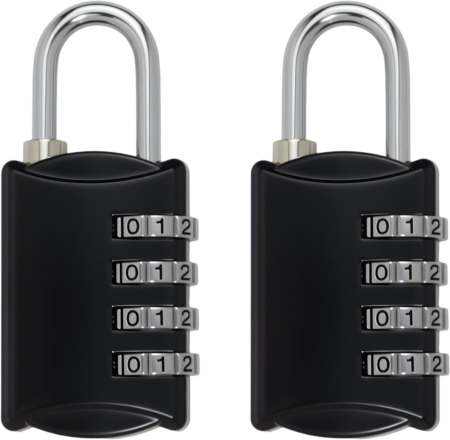AIAOO Secure 4-Digit Combination Luggage Locks, 2 Packs Resettable Combination Padlock for Travel Suitcases Backpacks Gym Lockers Toolboxes with Durable Zinc Alloy Body (Black)