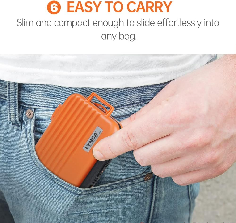 Water-Resistant & Anti-Shock Memory Card Case - Holds 24 Cards: 8 SD/SDXC/SDHC, 4 CF, 12 Micro SD/SDXC/SDHC TF (Orange) - Orange image number 3