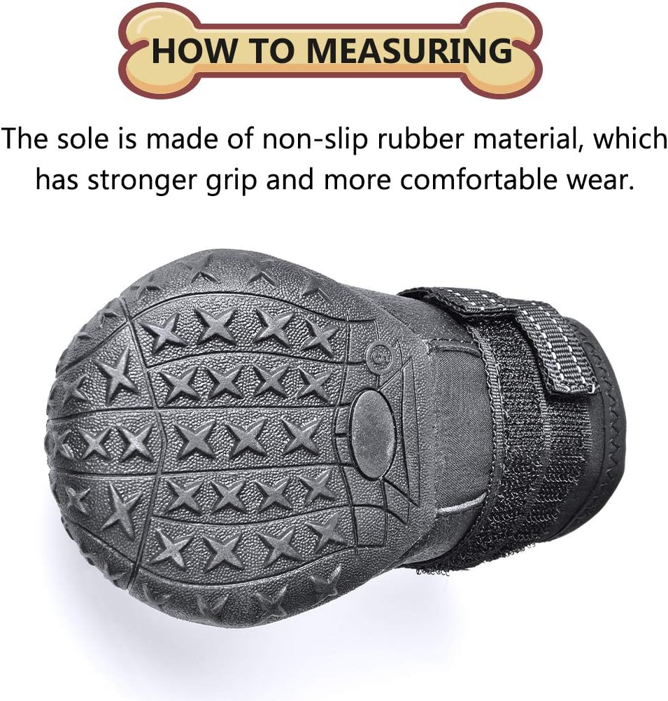 XSY&G Dog Boots,Waterproof Dog Shoes,Dog Booties with Reflective Rugged Anti-Slip Sole and Skid-Proof,Outdoor Dog Shoes for Medium to Large Dogs 4Pcs-Size 8 image number 6