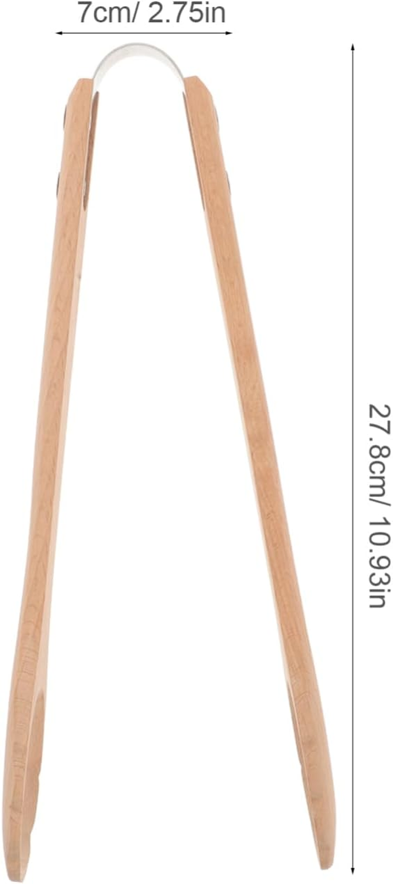 SOLUSTRE Cooking Tongs Natural Wood Heat-Resistant Food Serving Tongs for Kitchen Grilling Accessories image number 2