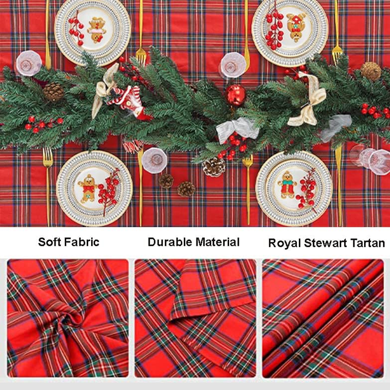 Anaado Red Christmas Table Cloth Rectangle, Xmas Table Cover for Christmas Decorations, Parties, Dinning, 55''X70'' image number 1