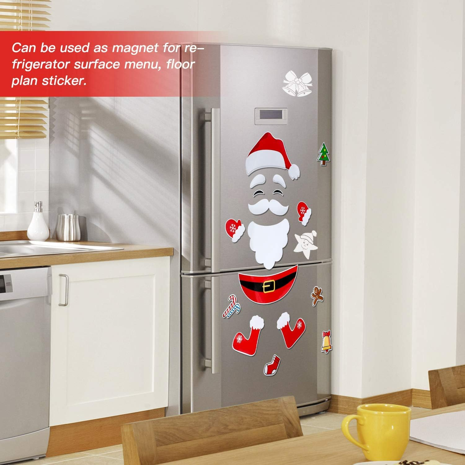 ZANZER Christmas Decorations Santa Claus Fridge Magnet Refrigerator-Stickers Refrigerator Magnets Decorations image number 3