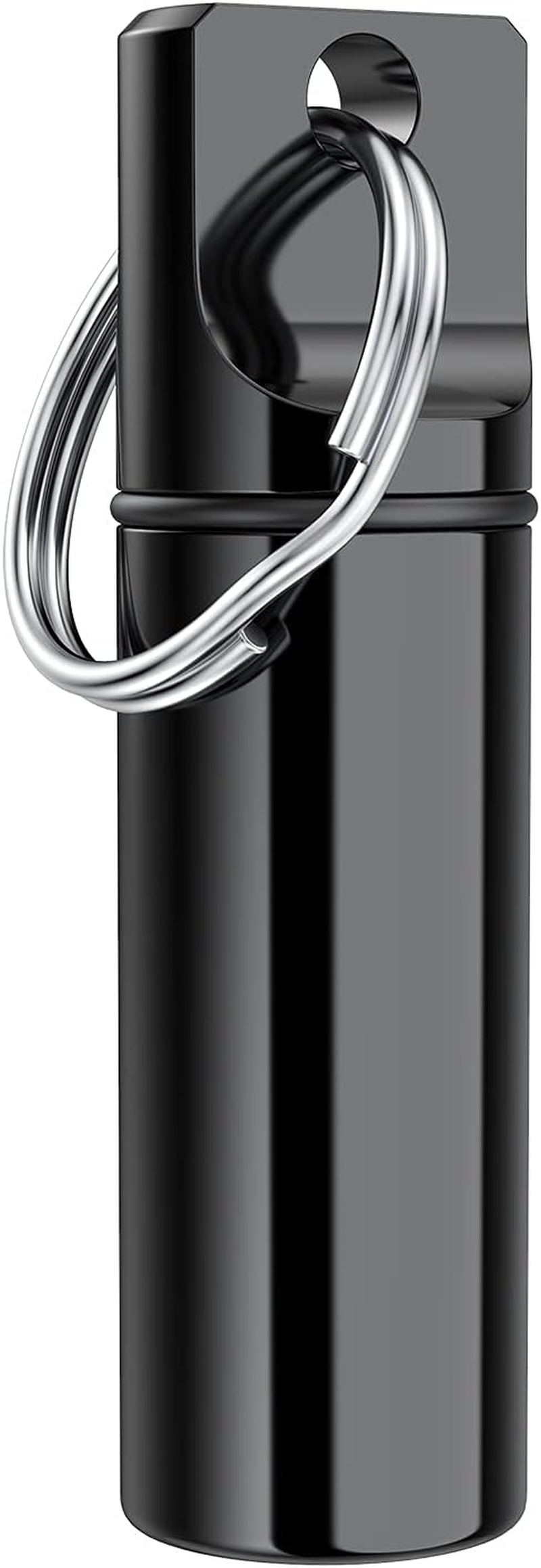 Small Pocket Pill Box Keychain , Aluminium Alloy Portable Mini Pill Organizer Case Container for Purse, Waterproof Metal Pill Holder Medicine Bottle for Outdoor Camping Travel (Silver)