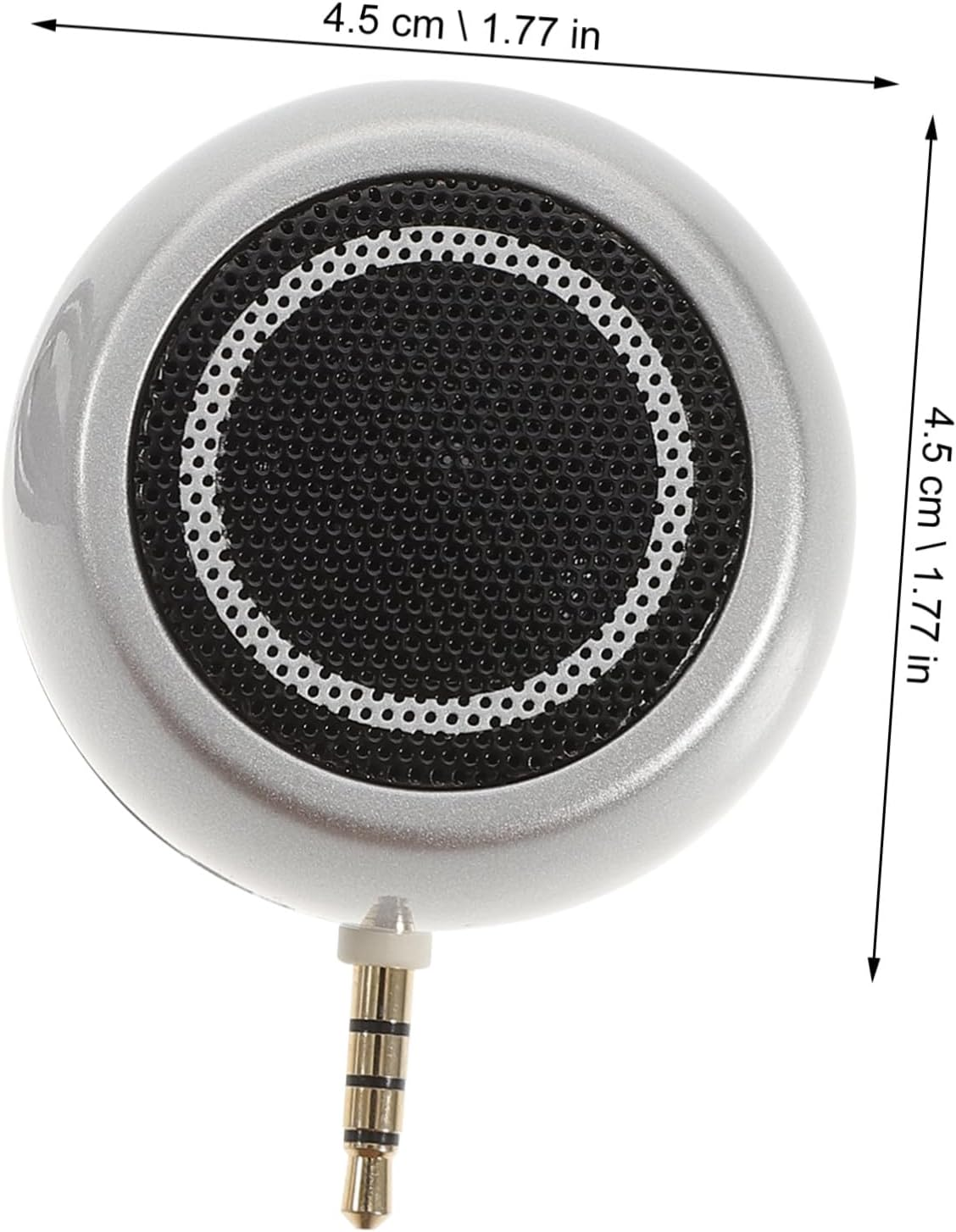 Portable Plug-In Mini Speaker with Aux Input and USB Rechargeable Battery, Silver Desktop External Loudspeaker for Phone and Laptop Use, Compact Bass Amplifier Suitable for Home image number 5