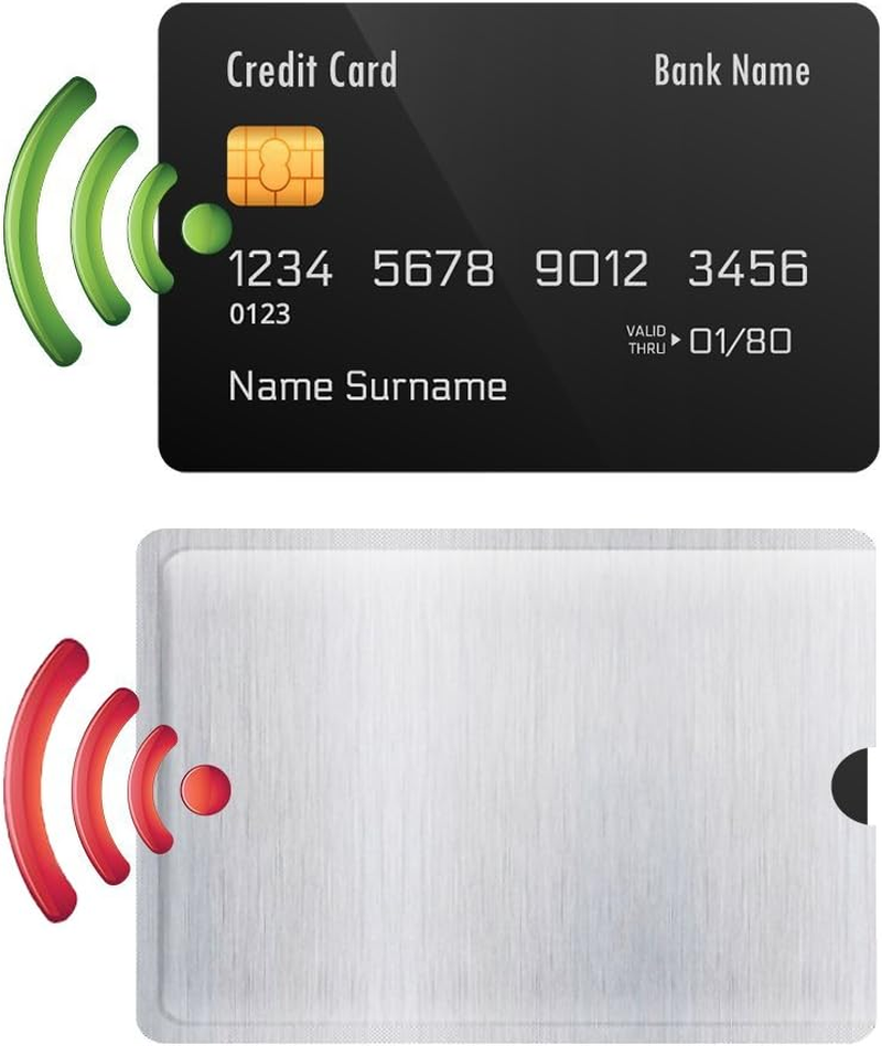 RFID Blocking Sleeves, Set of 10 Credit Card Holders & 4 Passport Protectors, Wallet Trifold Leather Bifold Wallet for Men & Women, Card Silver 20 Pcs - Silver 12 Pcs image number 5