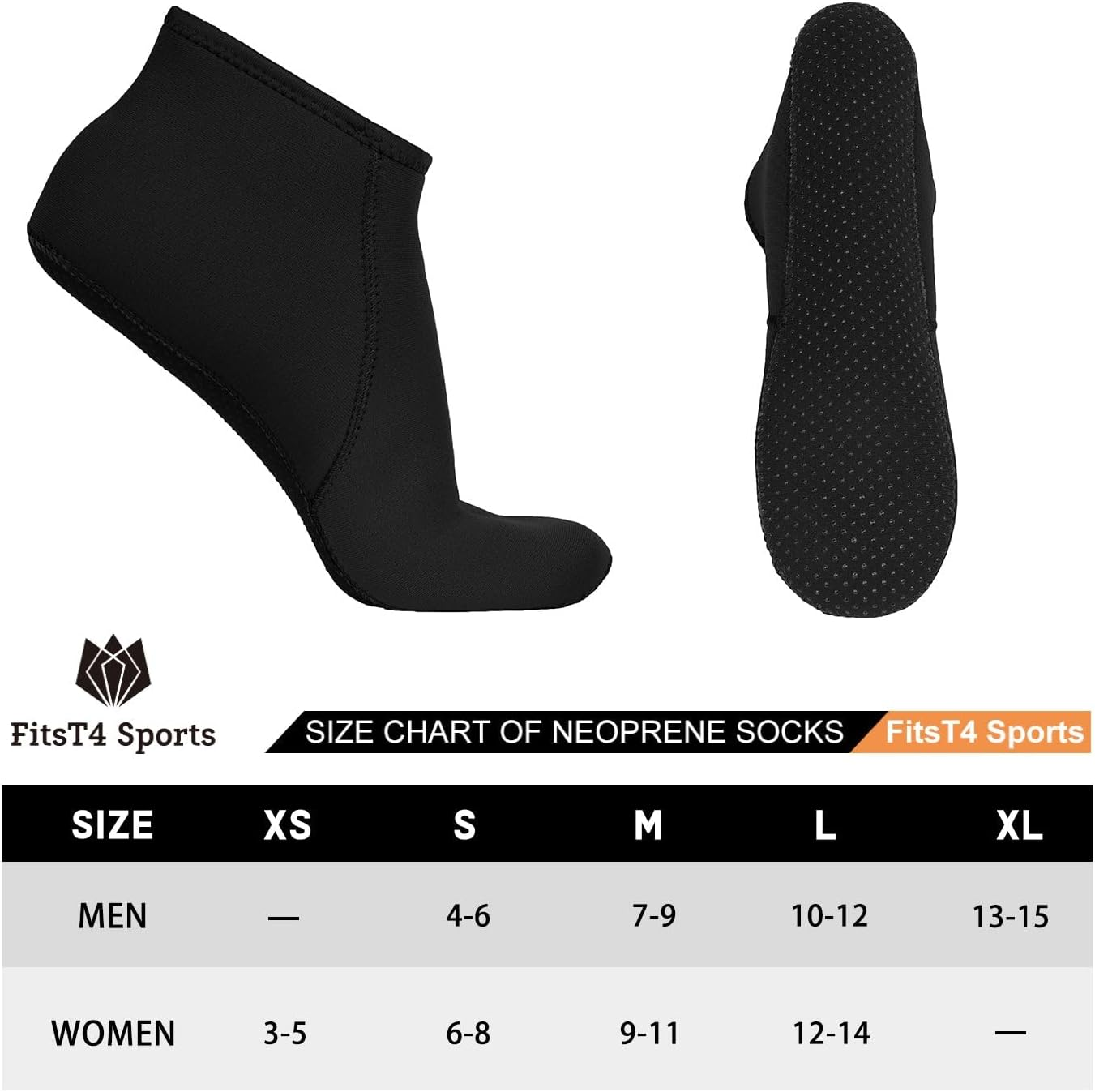 Fitst4 Sports Neoprene Water Socks 3Mm Snorkel Fin Anti-Slip Sock Swim Men Women Dive Wetsuit Booties image number 6