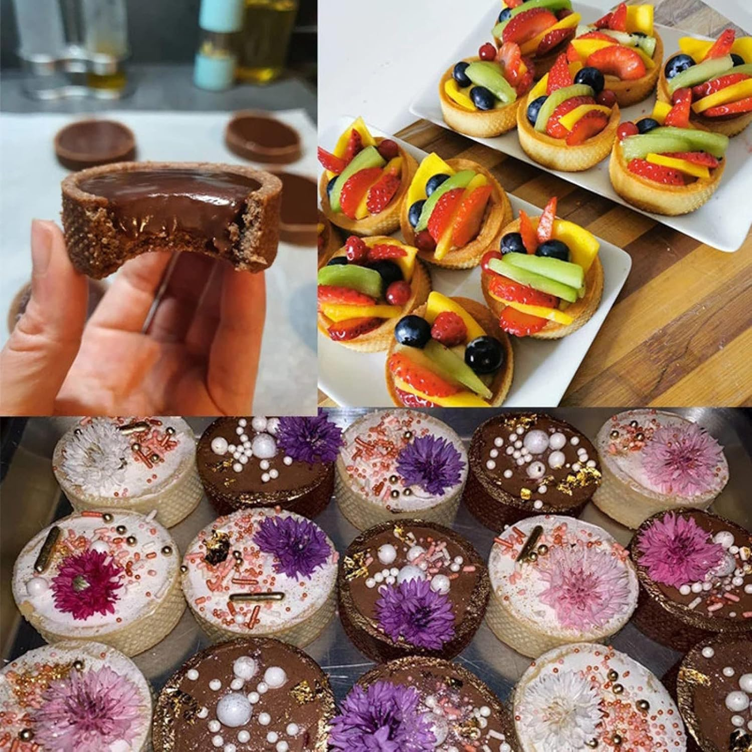 Cake Ring Tartlet Pie Baking Perforated Stainless Ring Mousse Heat-Resistant Molds DIY Circle Cutter 2Pcs 20Cm - 10Cm image number 3