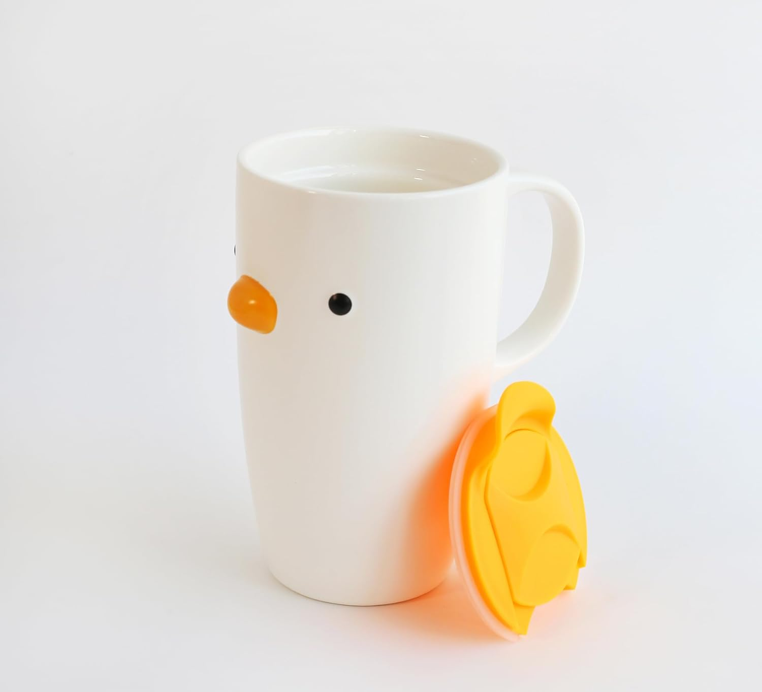 PURROOM Duck Coffee Mug with Lid, Travel Cup with Handle & Sealed Lid. 580Ml Cute Chick Tall Cup, Safety Ceramic. Best Gifts for Coffee Lover.