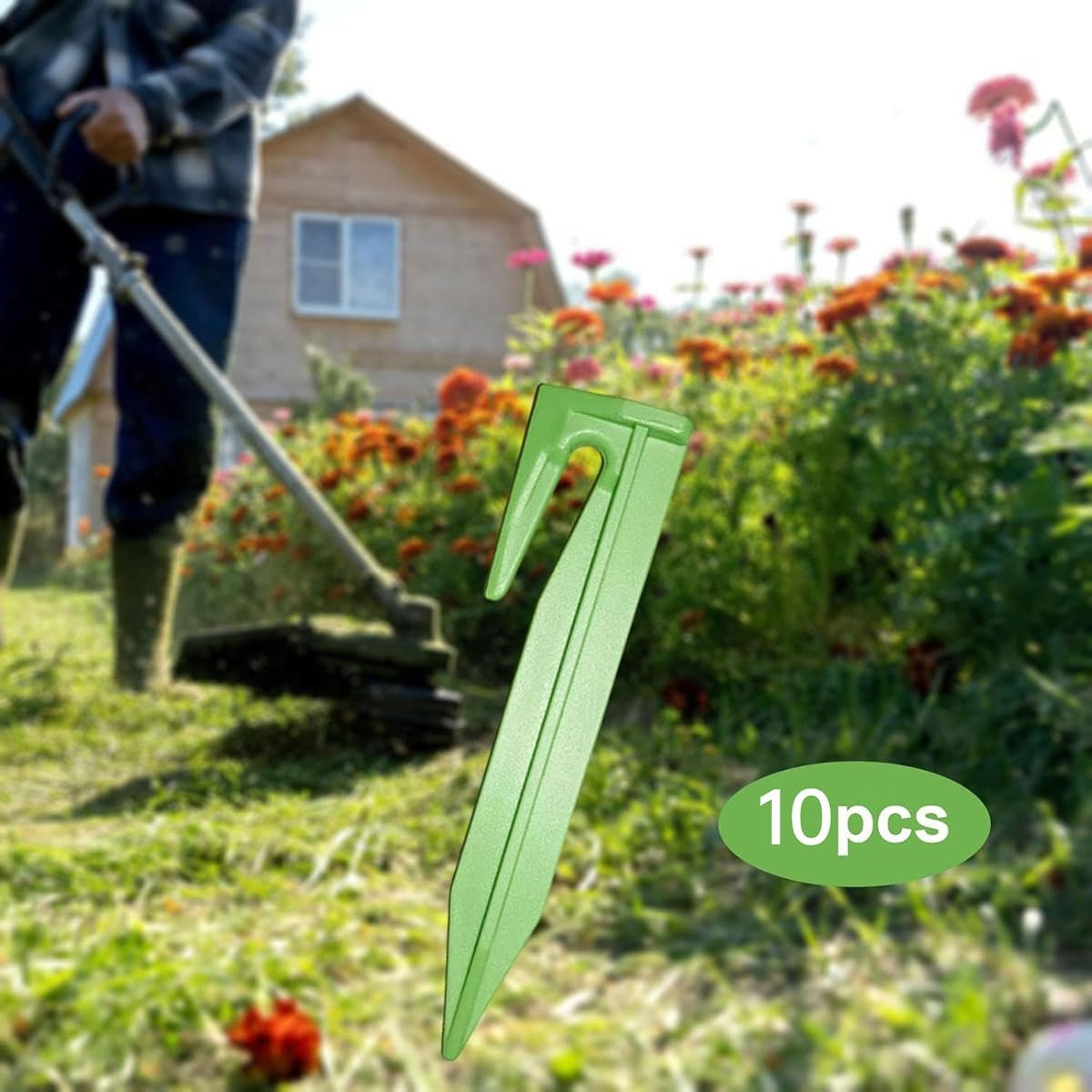 10 Pcs 8.5Cm Outdoor Lawn Mower Boundary Line Signal Line Press Line Nails - Durable Plastic Ground Pegs for Gardening & Landscaping