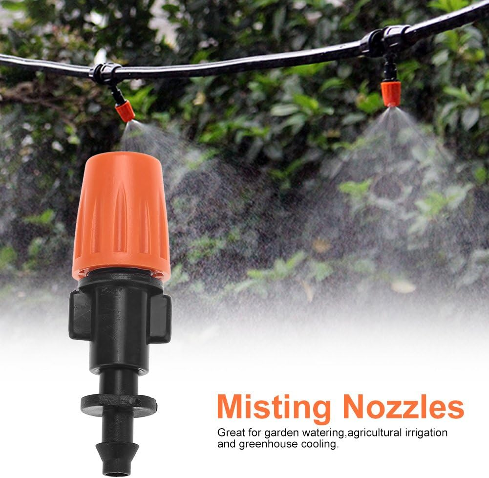 Misting Nozzles, 50Pcs/Set Adjustable Garden Drip Irrigation Misting Nozzles, Micro Flow Sprinkler Head Atomizer for Drip Irrigation System