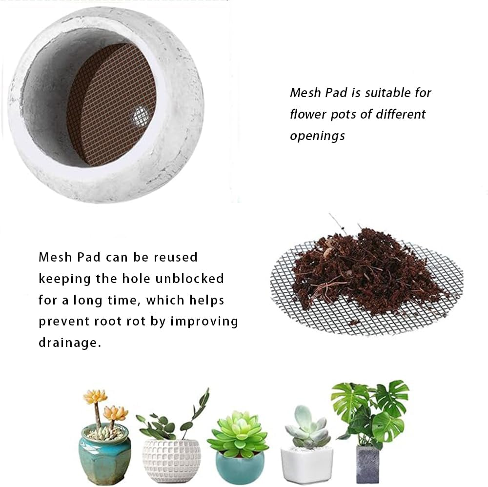 50Pcs Diameter 10Cm&100Pcs Diameter 5 Cm Flower Pot Hole Mesh Pad,Soft Bonsai Pots Bottom Grid Mat,Round Drainage Mesh Hole Screens,For Garden Planting,Plant Drainage Screens Gasket Prevent Soil Loss image number 4