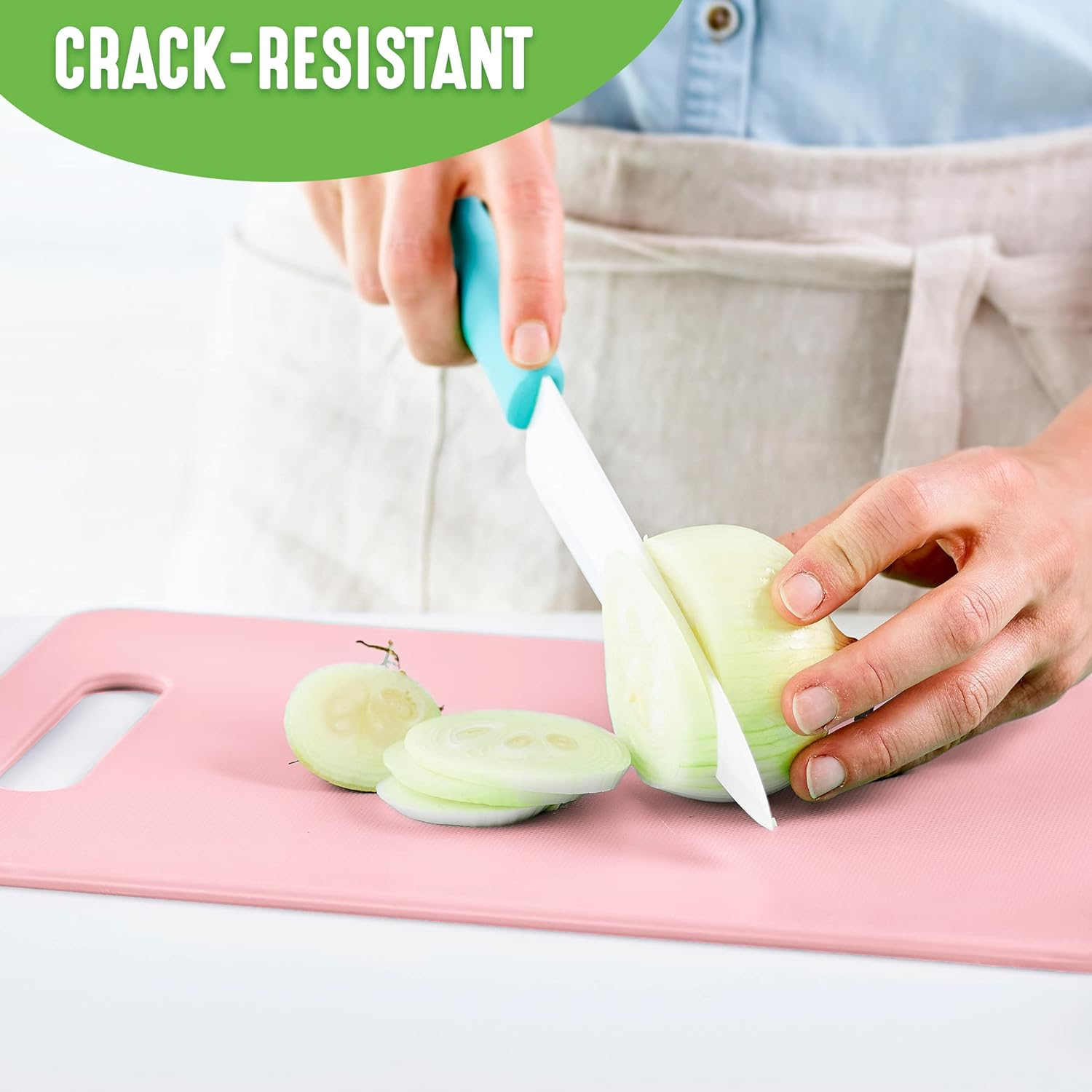 Greenlife 2 Piece Cutting Board Kitchen Set, Dishwasher Safe, Extra Durable, Soft Pink - Gray image number 7