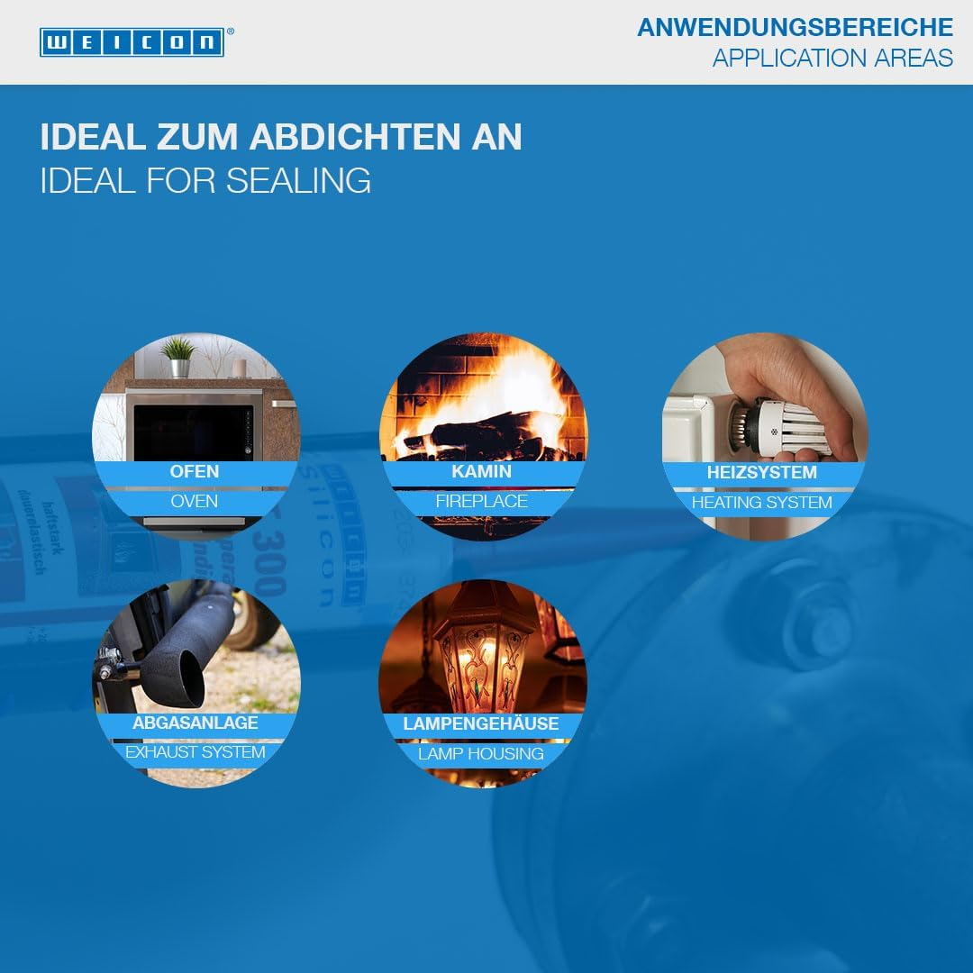 WEICON Silicon HT 300 85 Ml | High-Temperature Adhesive for Sealing Cord & Tape, Oven, Chimney, Red image number 5