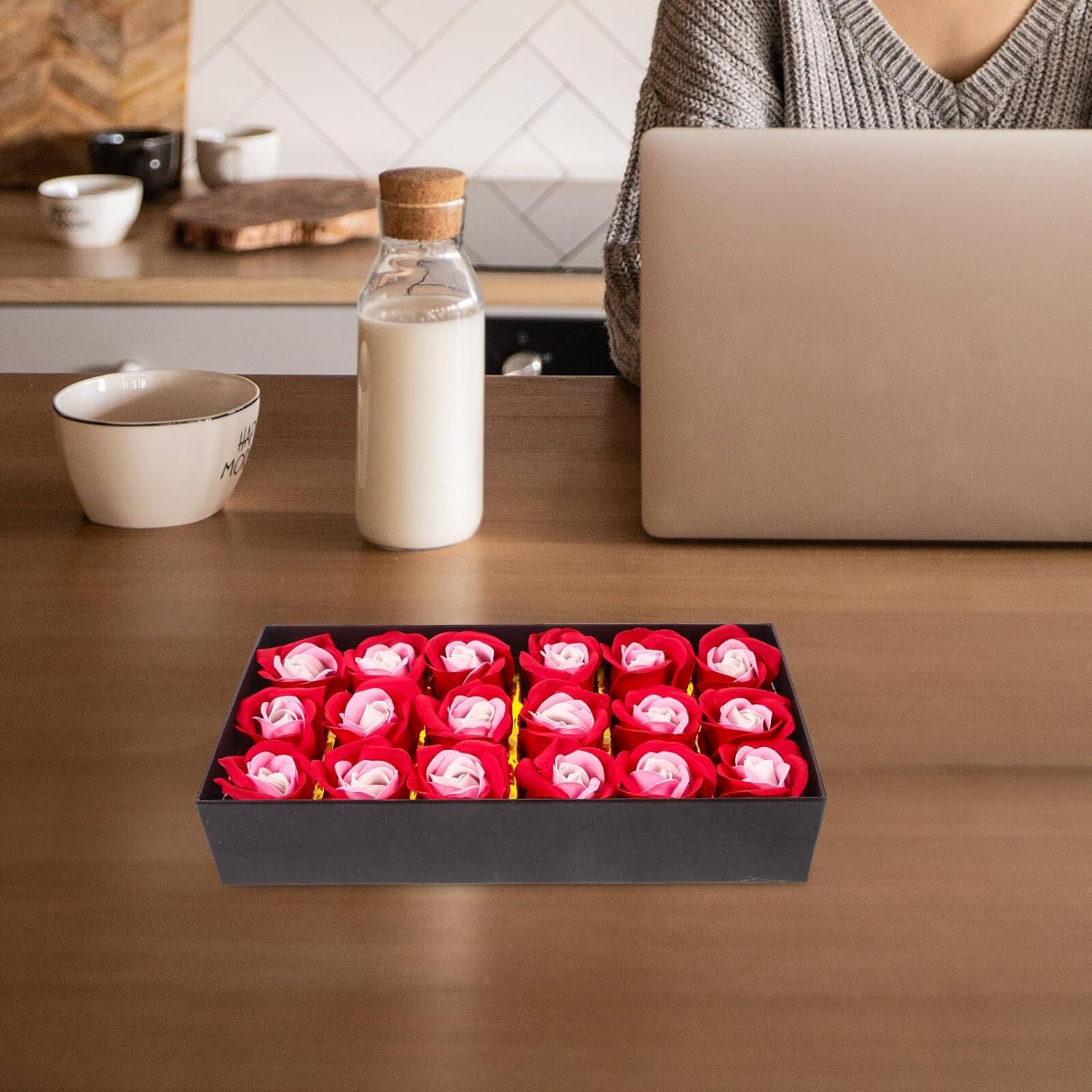 EXAOMBLE 18Pcs Red Rose Soap Flowers Box, Scented Bath and Shower Soap Flowers for Valentine&rsquo;S Day, Birthday, and Anniversary in Australia image number 1