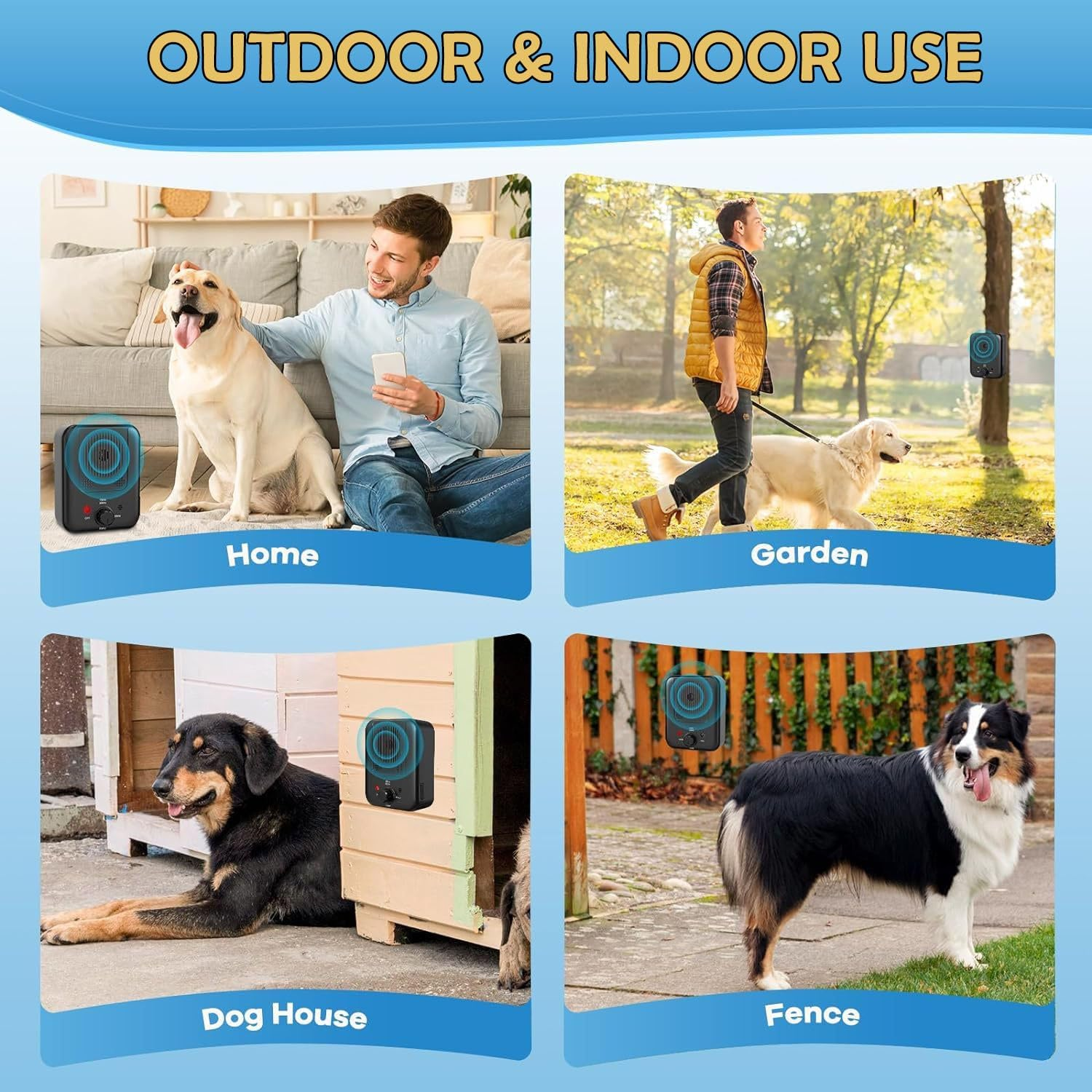 Wakouter anti Barking Device, Ultrasonic Dog Barking Silencer with 3 Modes, Rechargeable, Waterproof Dog Barking Control Deterrent Devices, Stop Neighbors Dog from Barking for All Breeds of Dogs image number 2