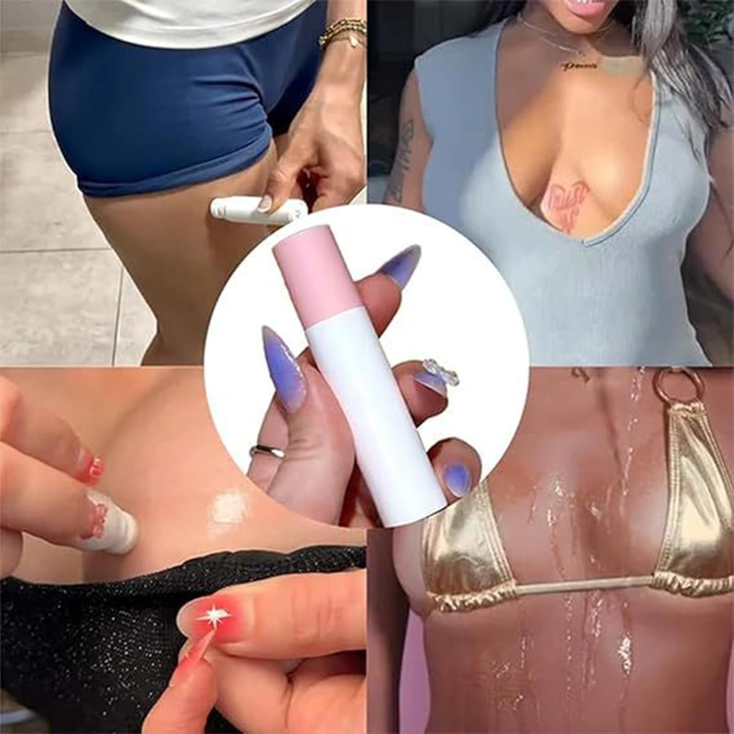 Gupcaqosjw Fabric Body Adhesive | Roll on Body Glue,Waterproof Removable Invisible Tight Liquid Tape 20G for Women Leg Bra Lace Shirt Sock Pants image number 1