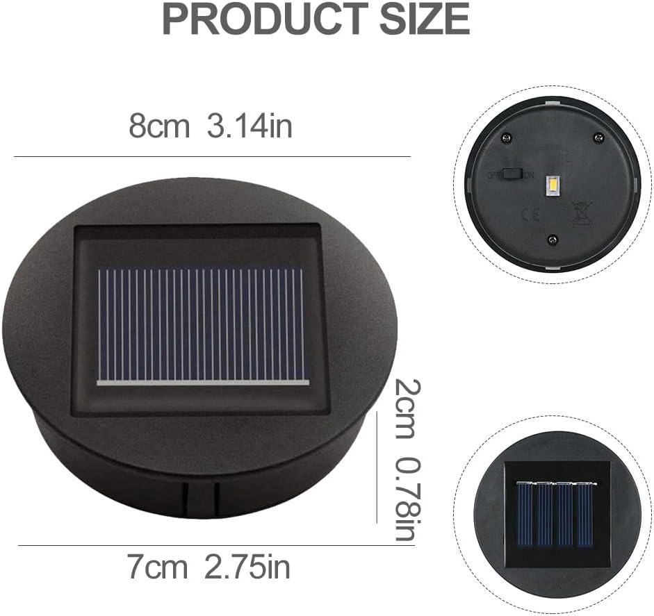 Pack of 2 Solar Lights Replacement, Solar Lights Replacement Parts, Top with Warm Light LED, IP44 Waterproof Solar Light Bulb Replacement, for Garden, Patio, Table Light Decor [Energy Class A] image number 4